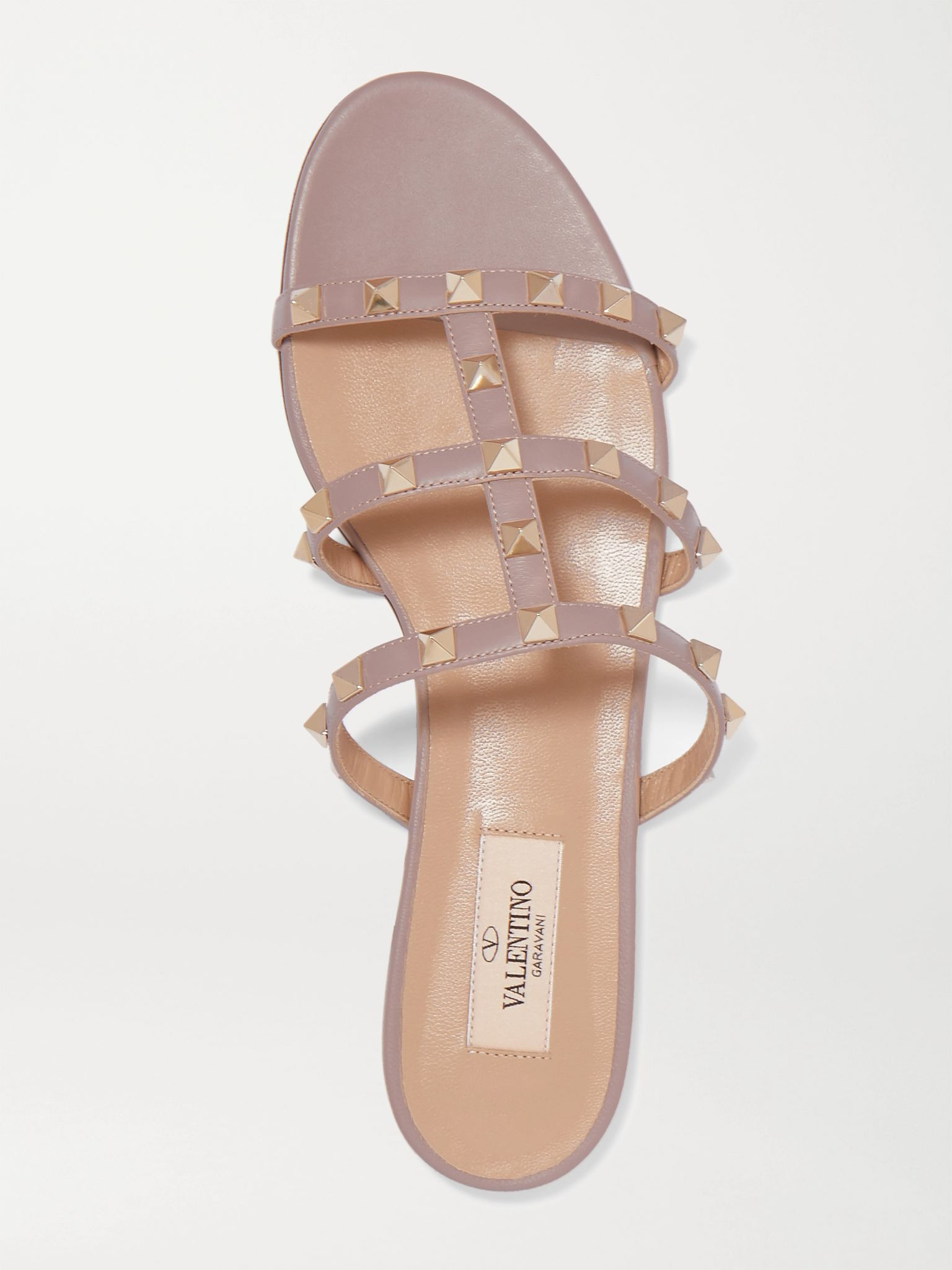 Rockstud leather sandals Blush - 5
