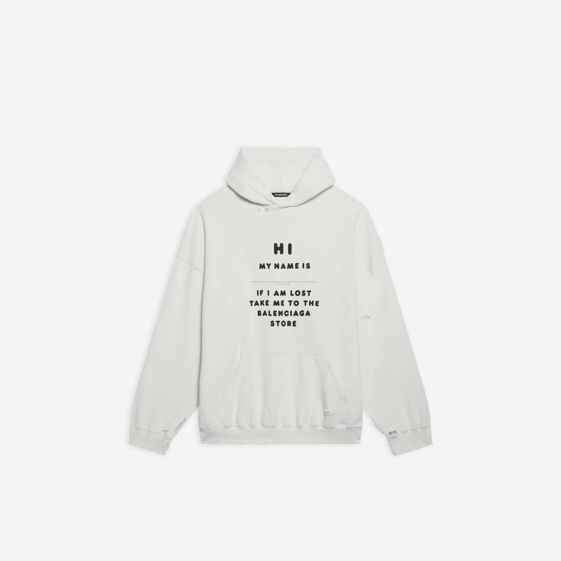 Hi My Name Is Boxy Hoodie in White - 1