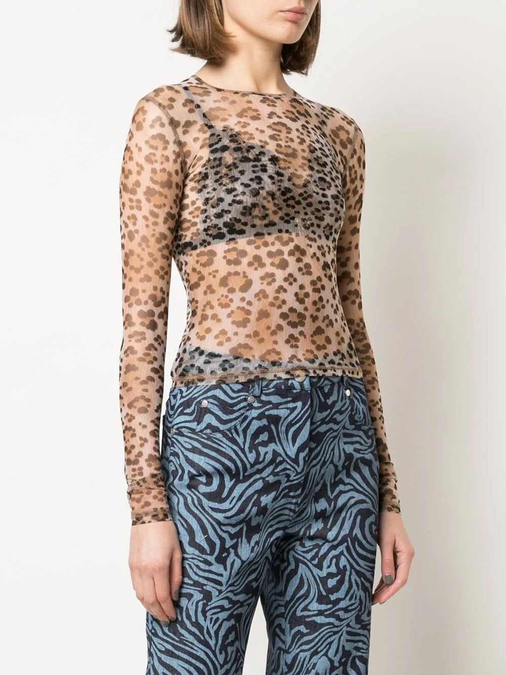 sheer leopard print top - 3