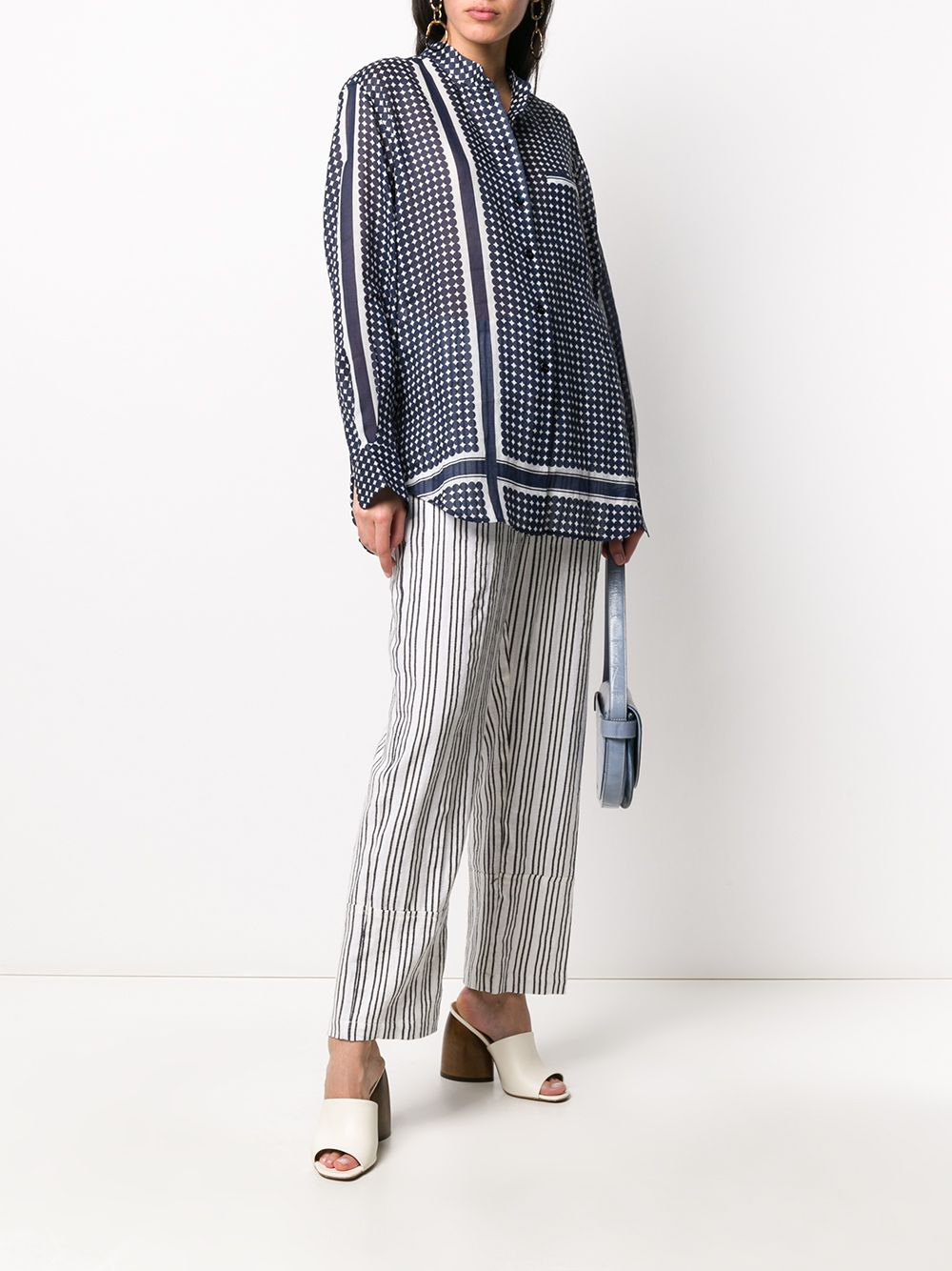 geometric-print long-sleeved shirt - 2