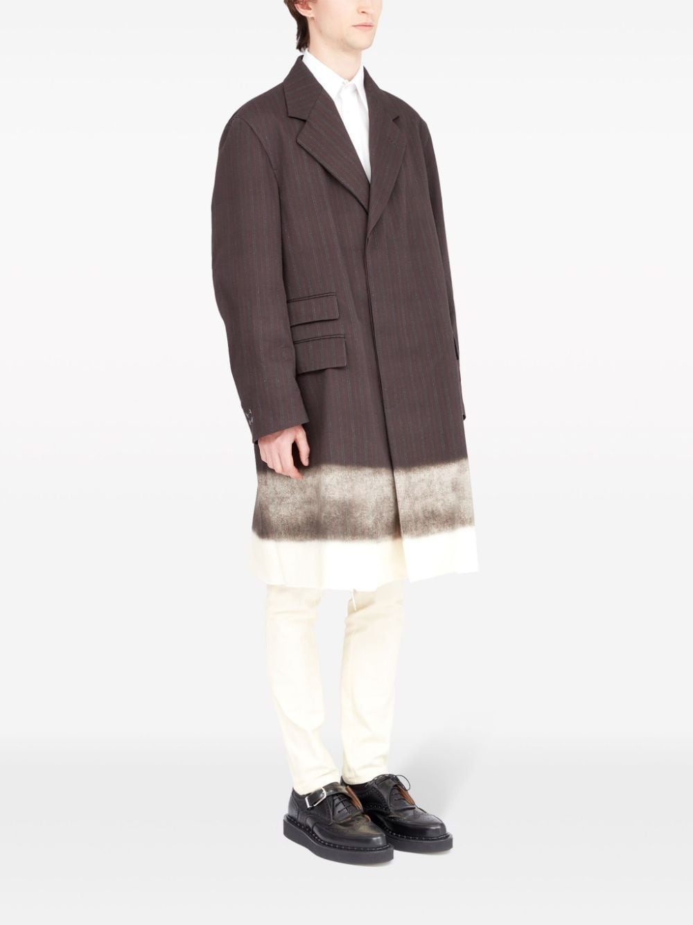 trompe l'oeil-print cotton coat - 3