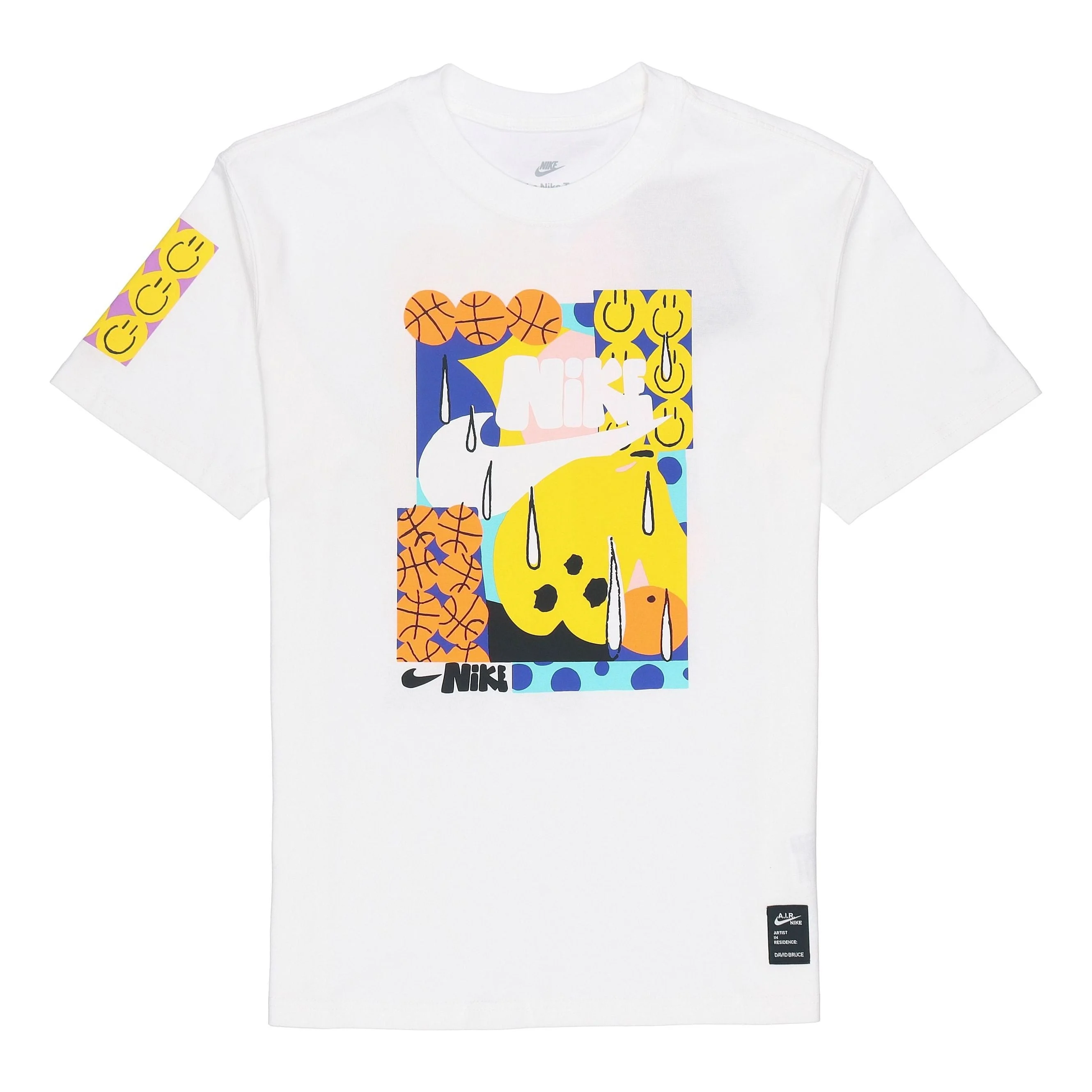 Nike Smiling Face Basketball Pattern Printing Breathable Sports Short Sleeve White DQ1013-100 - 1