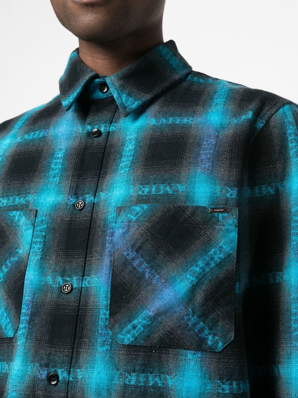 plaid logo-print shirt - 5