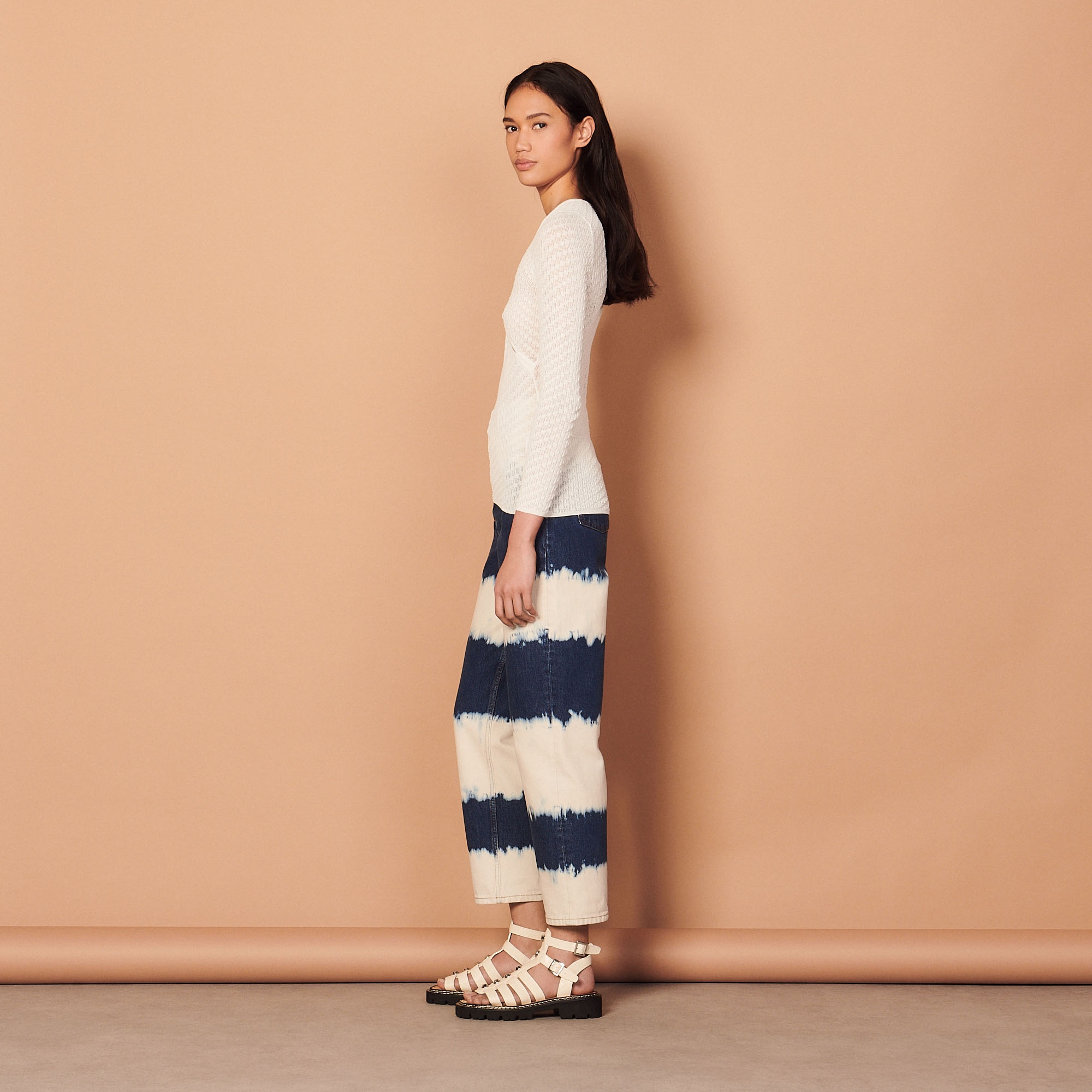 Pointelle knit sweater with ring detail - 4