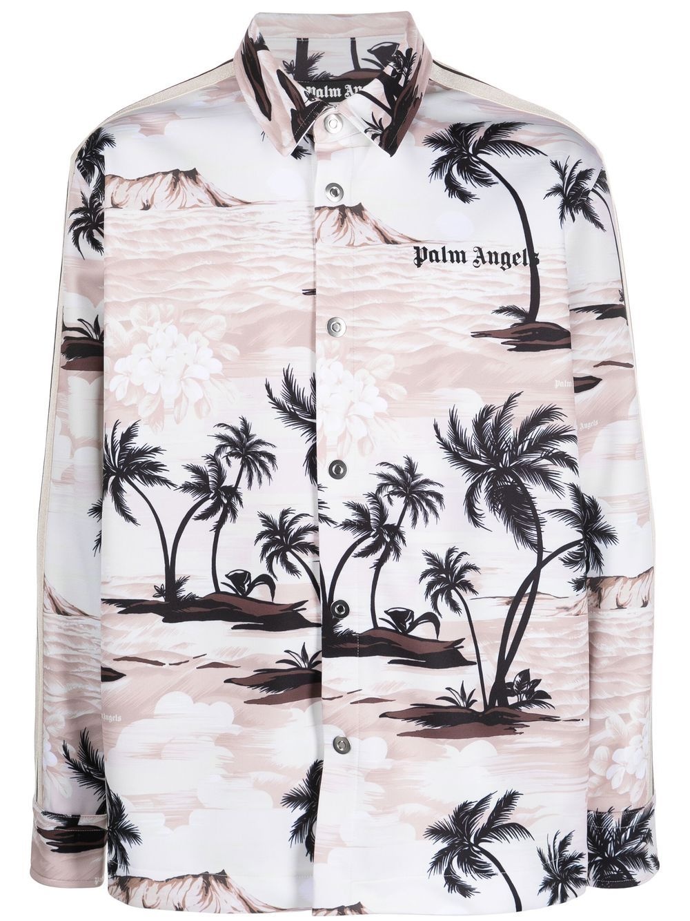 palm-print long-sleeved shirt - 1