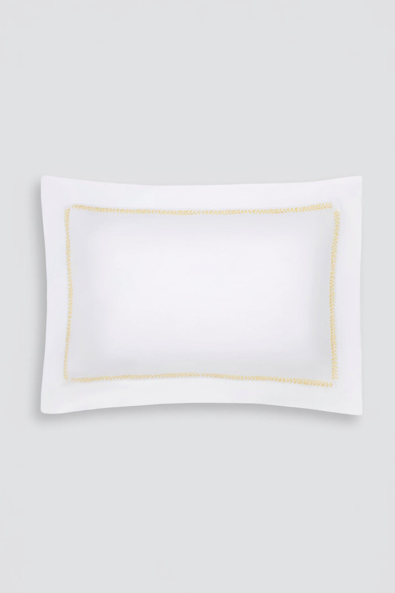 Leaf Pillow Slip in White & Yellow Cotton 1