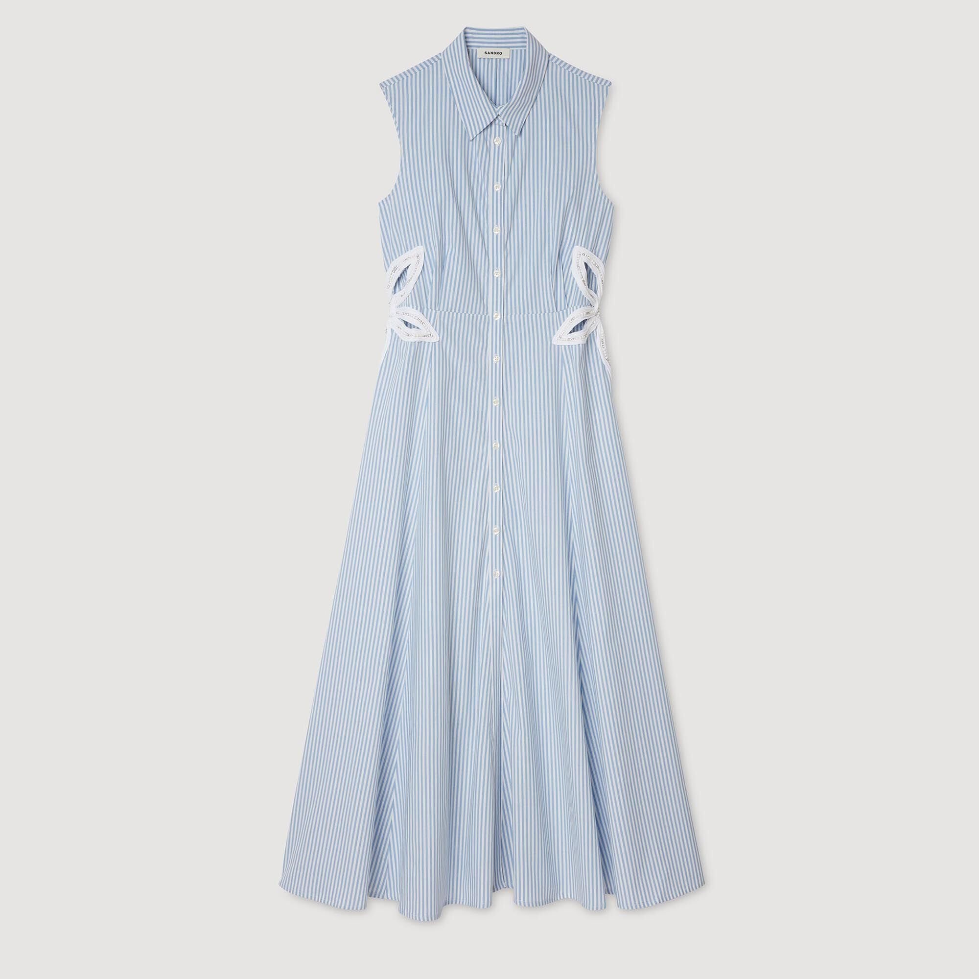 STRIPED EMBROIDERED MAXI DRESS - 6