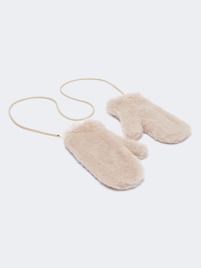 Max Mara OMBRATO Mittens in alpaca and wool Teddy fabric - BEIGE outlook