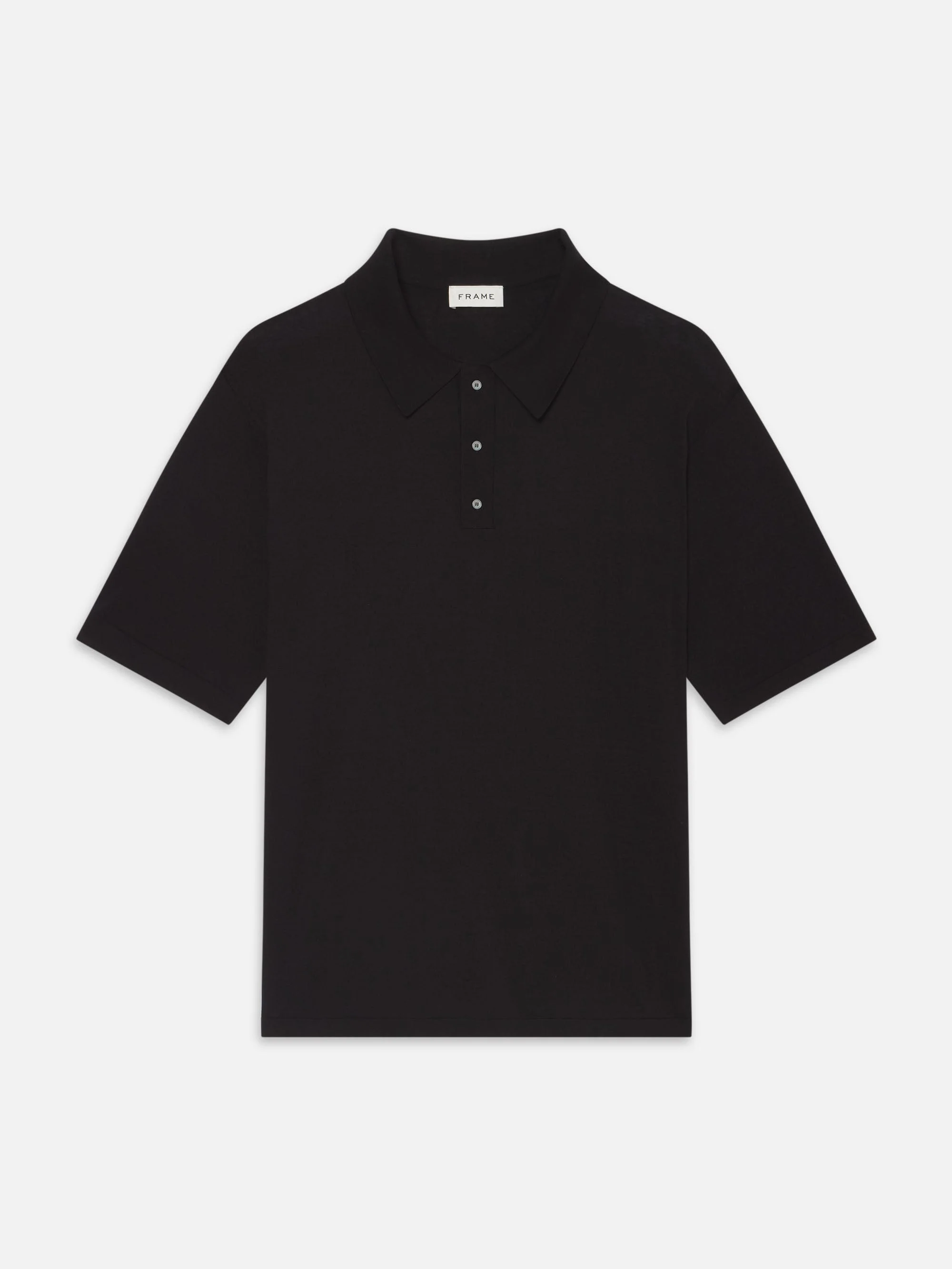Cotton Silk Polo Sweater in Black - 1