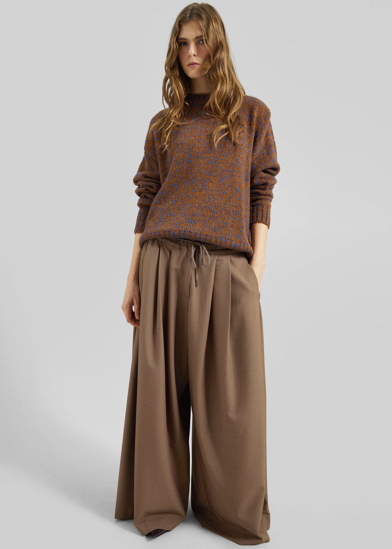 Corlen Pleated Wide Pants - Brown 5
