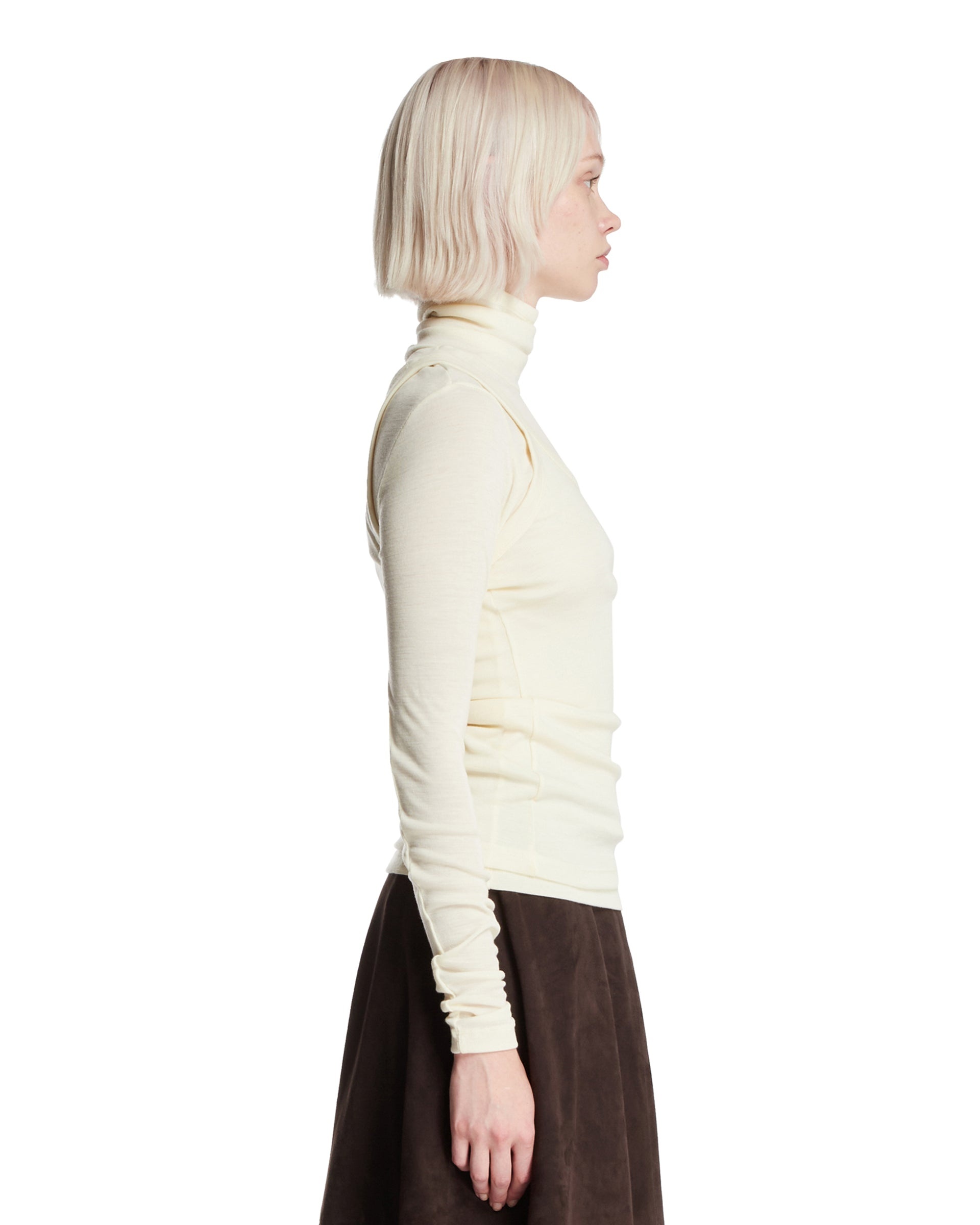White Double-layer Wool Top - 5