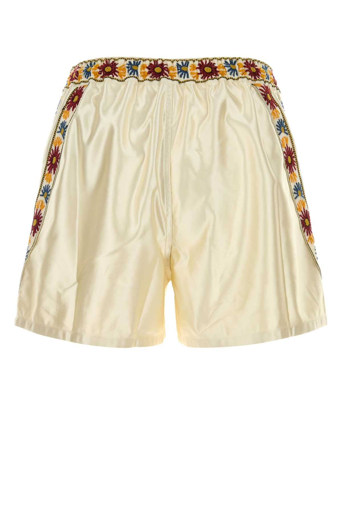 Bode Men Ivory Satin Candyfloss Bermuda Shorts - 2