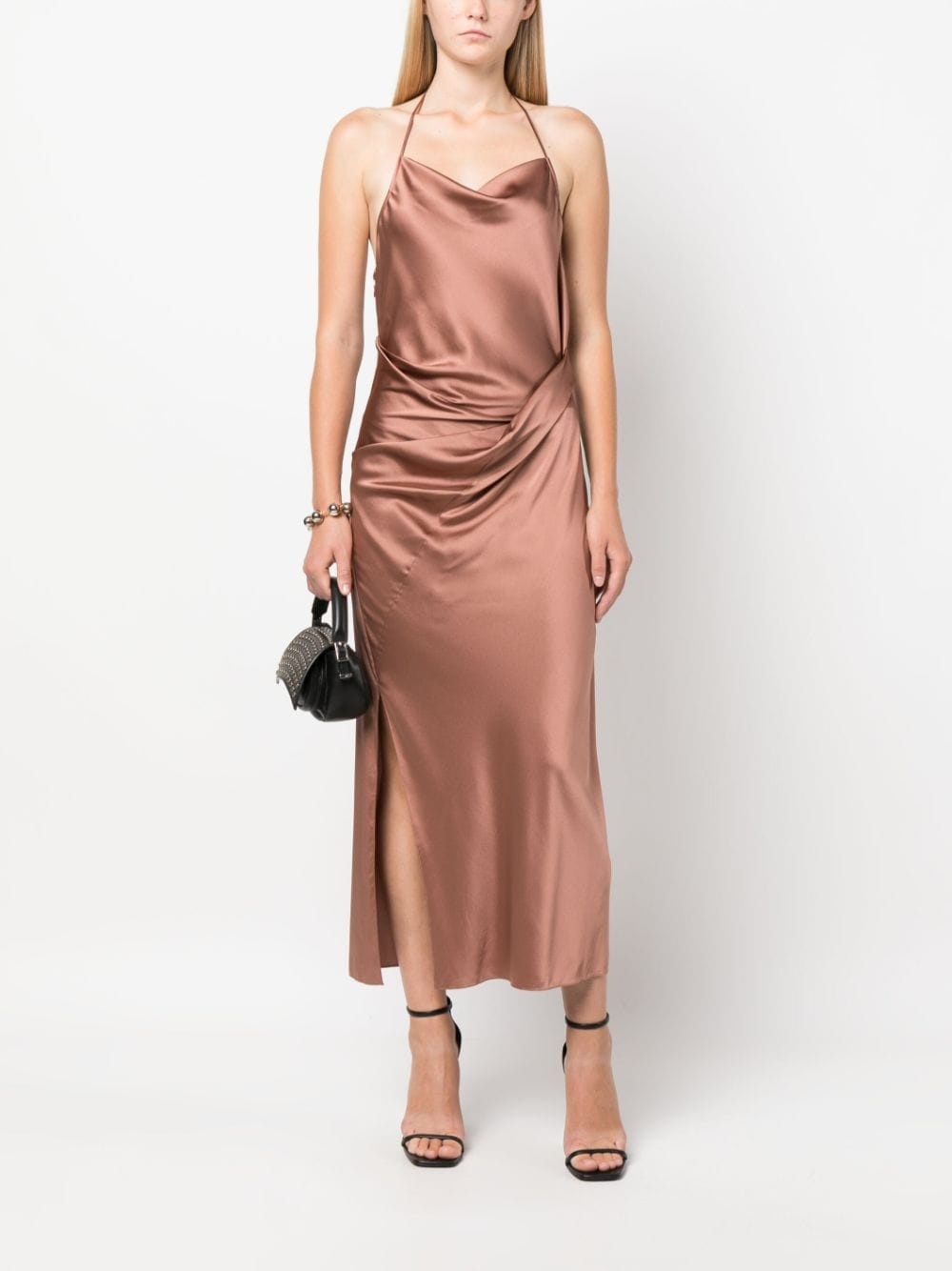 draped-design halterneck dress - 2