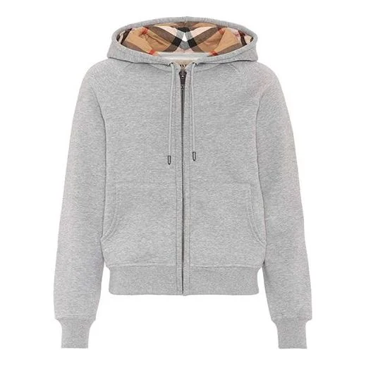 (WMNS) Burberry Zipper hooded Casual Hoodie 'Gray' 40561701 - 1