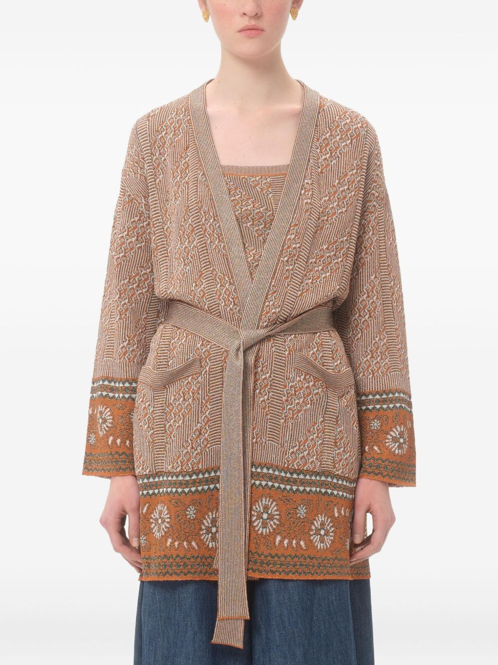 lurex jacquard cardigan - 3