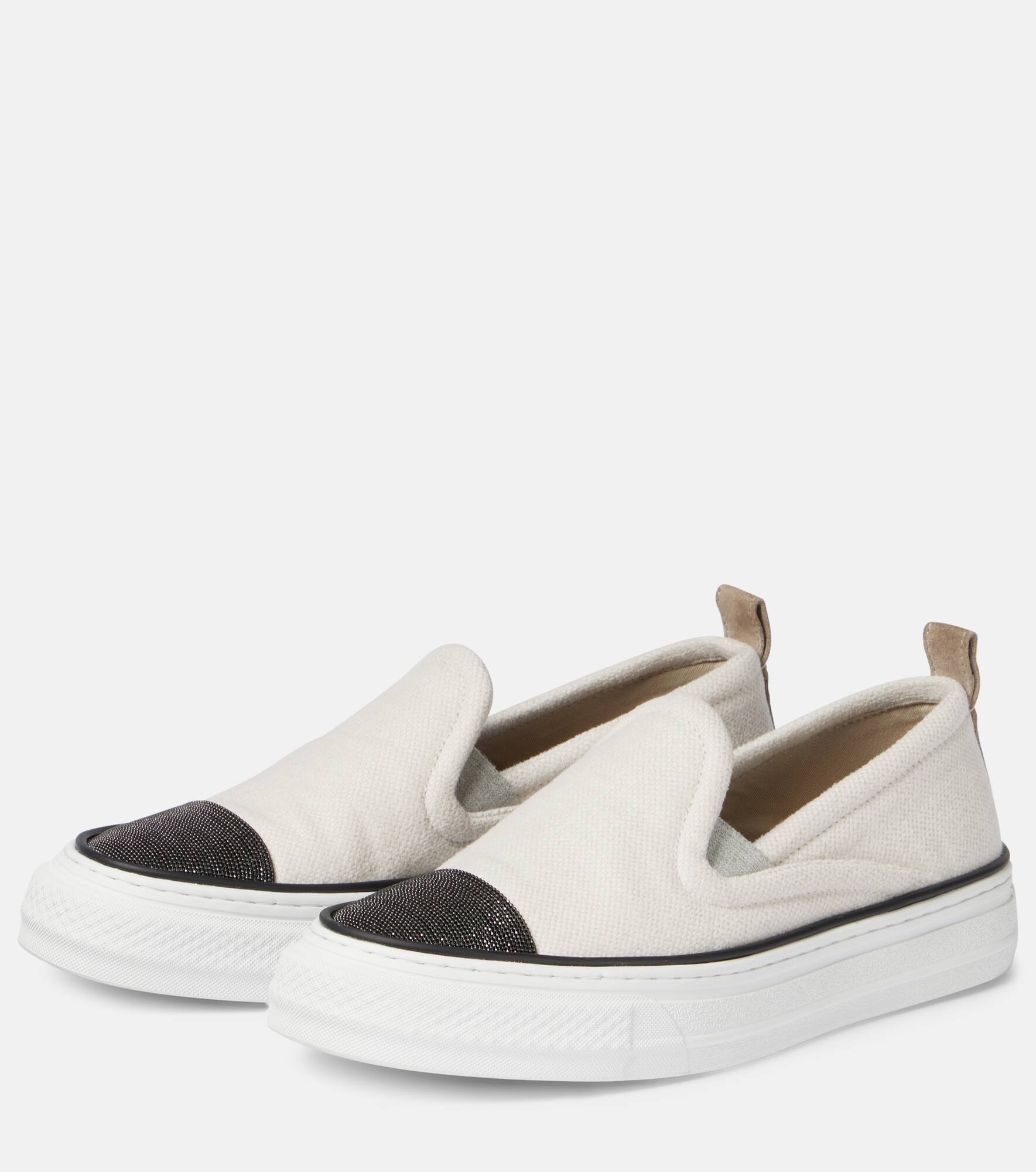 Monili-embellished slip-on sneakers - 5