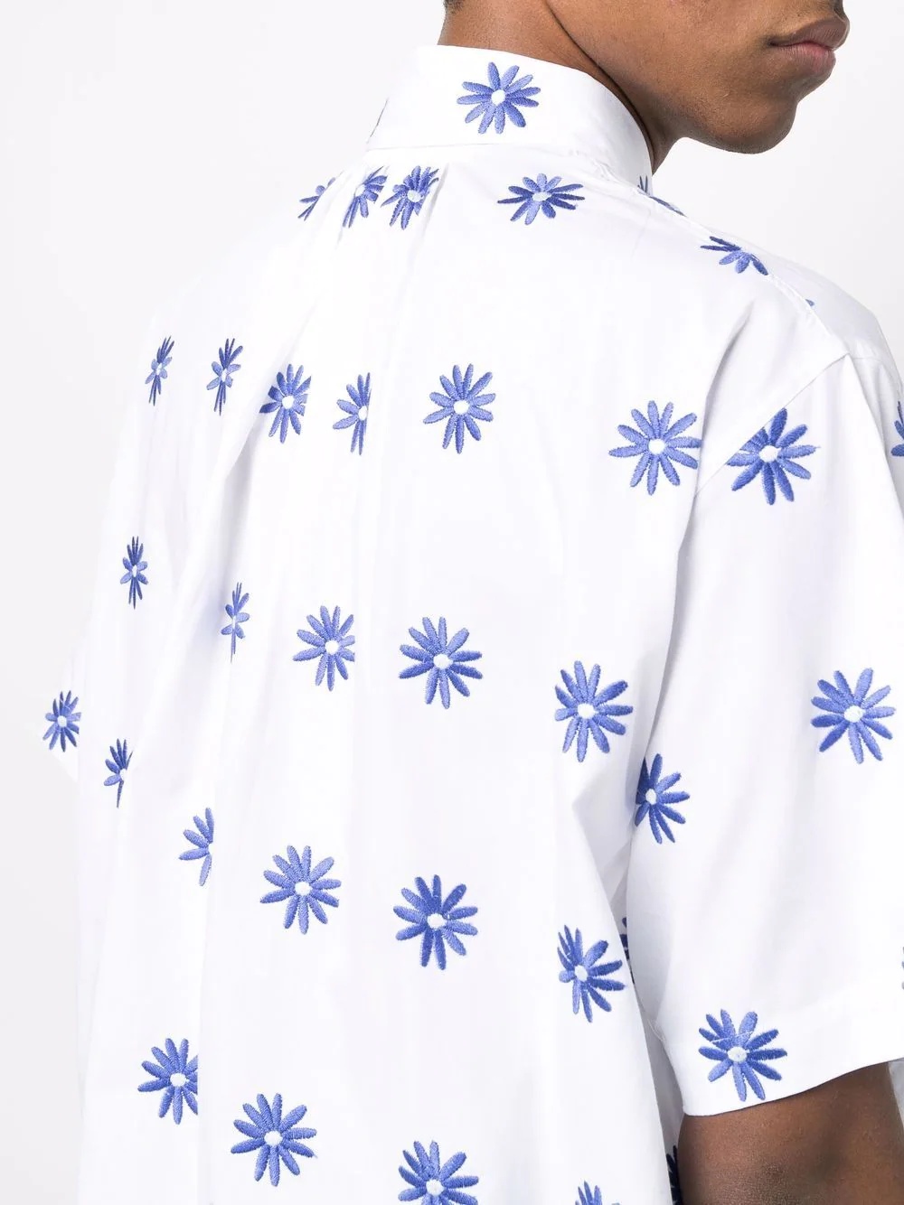 floral-embroidered short-sleeved shirt - 5