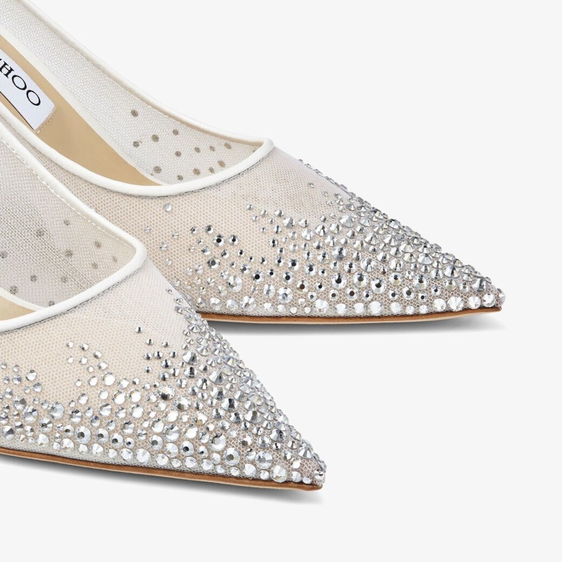 JIMMY CHOO Love 65 White Mesh Pumps with Dégradé Crystals