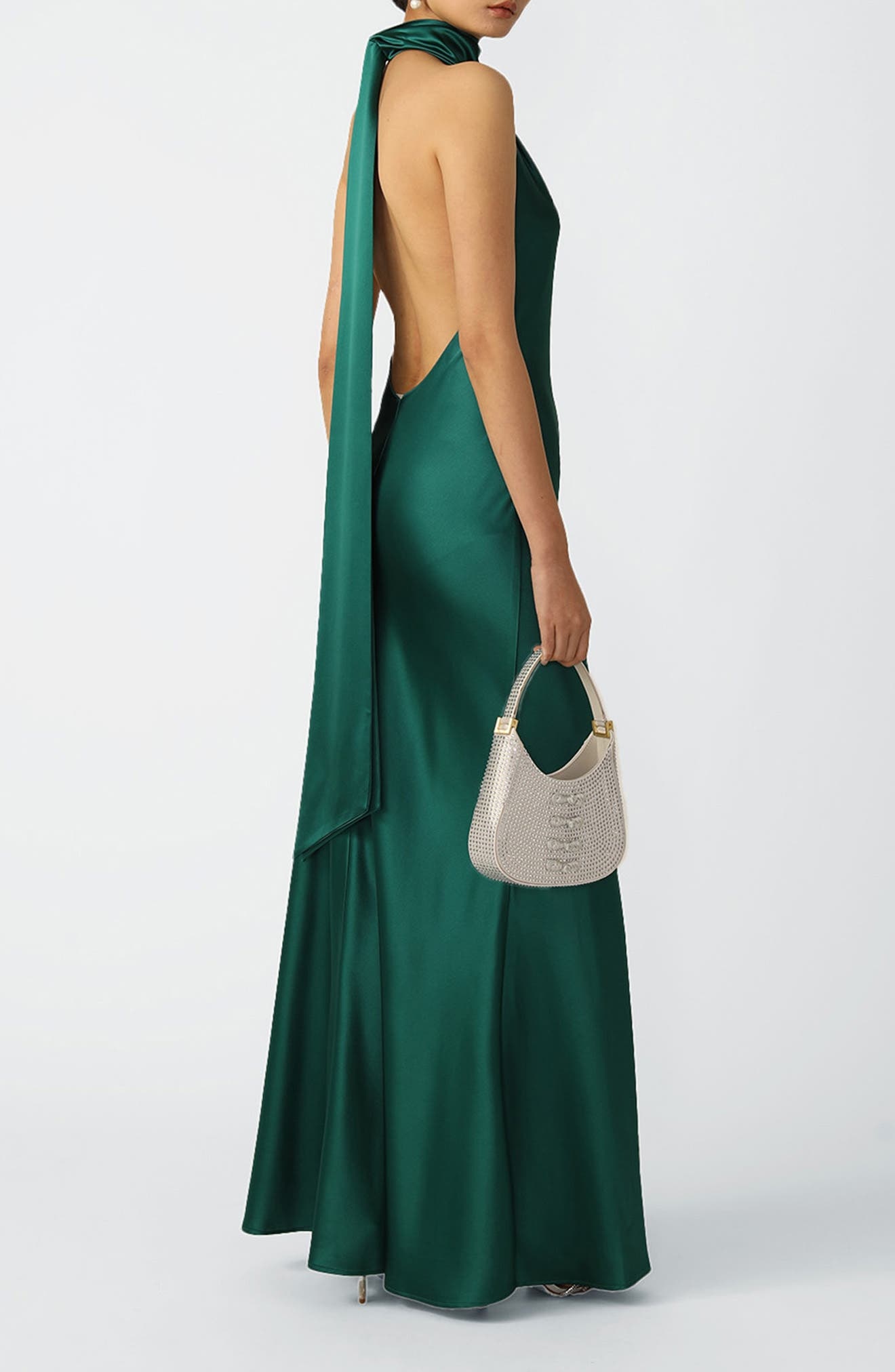 SAU LEE Penelope Satin Gown in Emerald at Nordstrom - 2