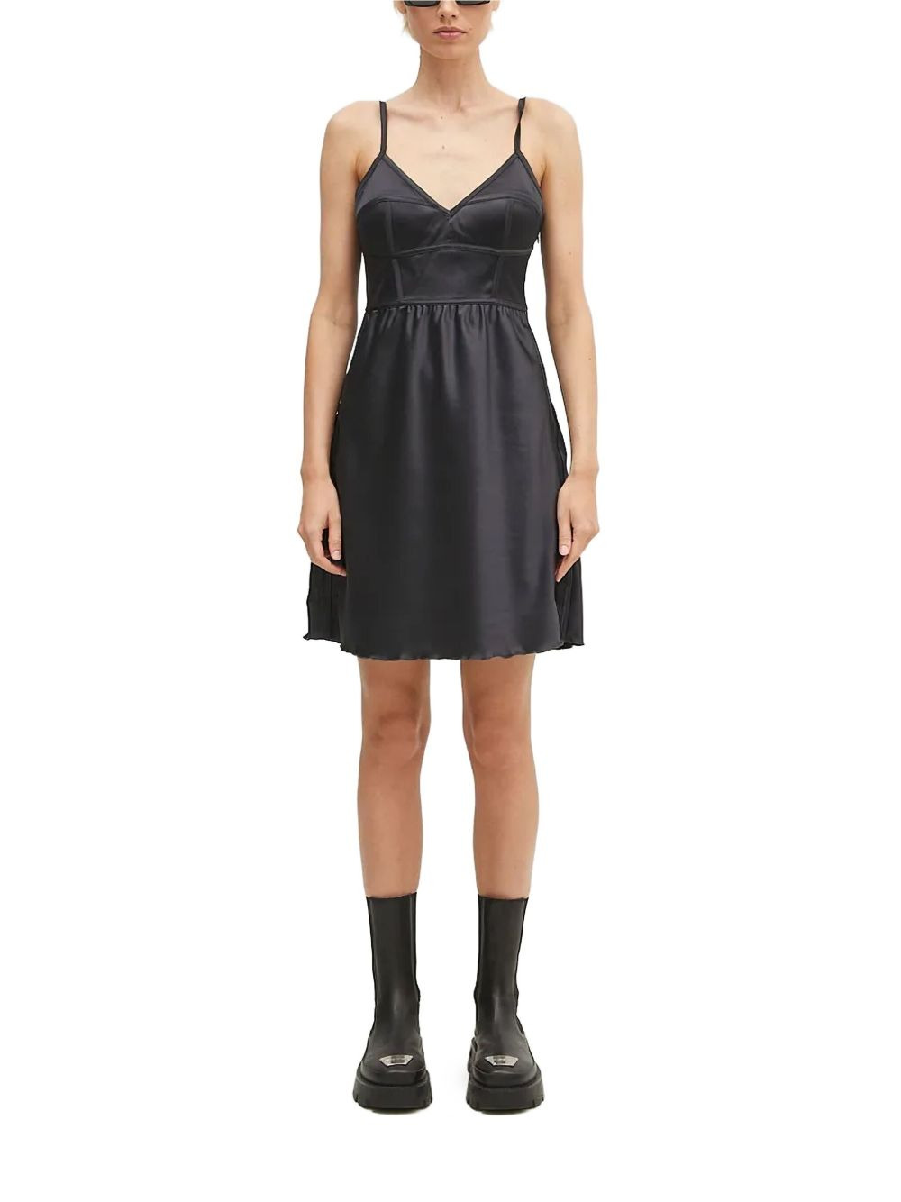 satin-panelled slip dress - 2