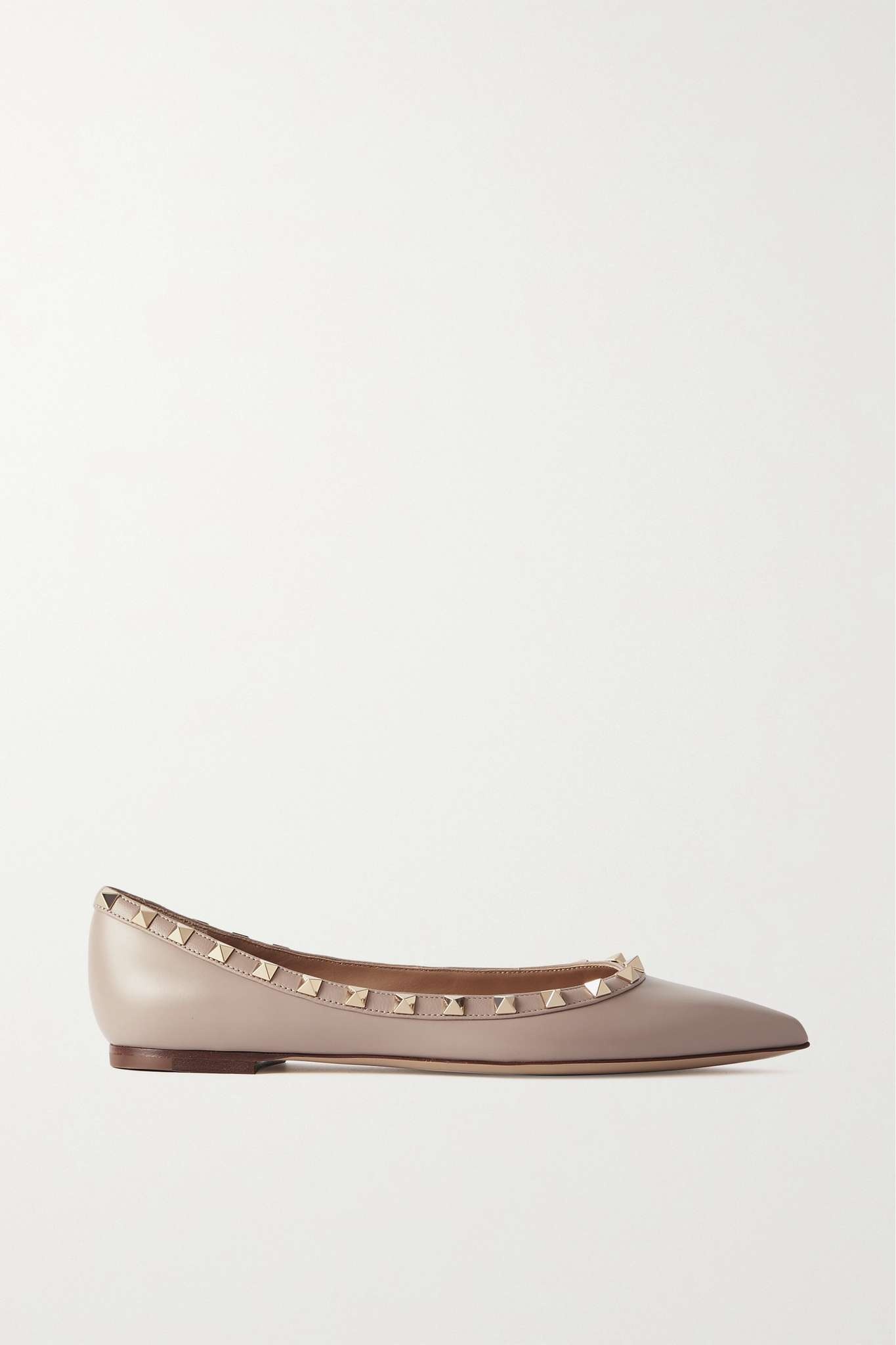 Rockstud leather point-toe flats - 1