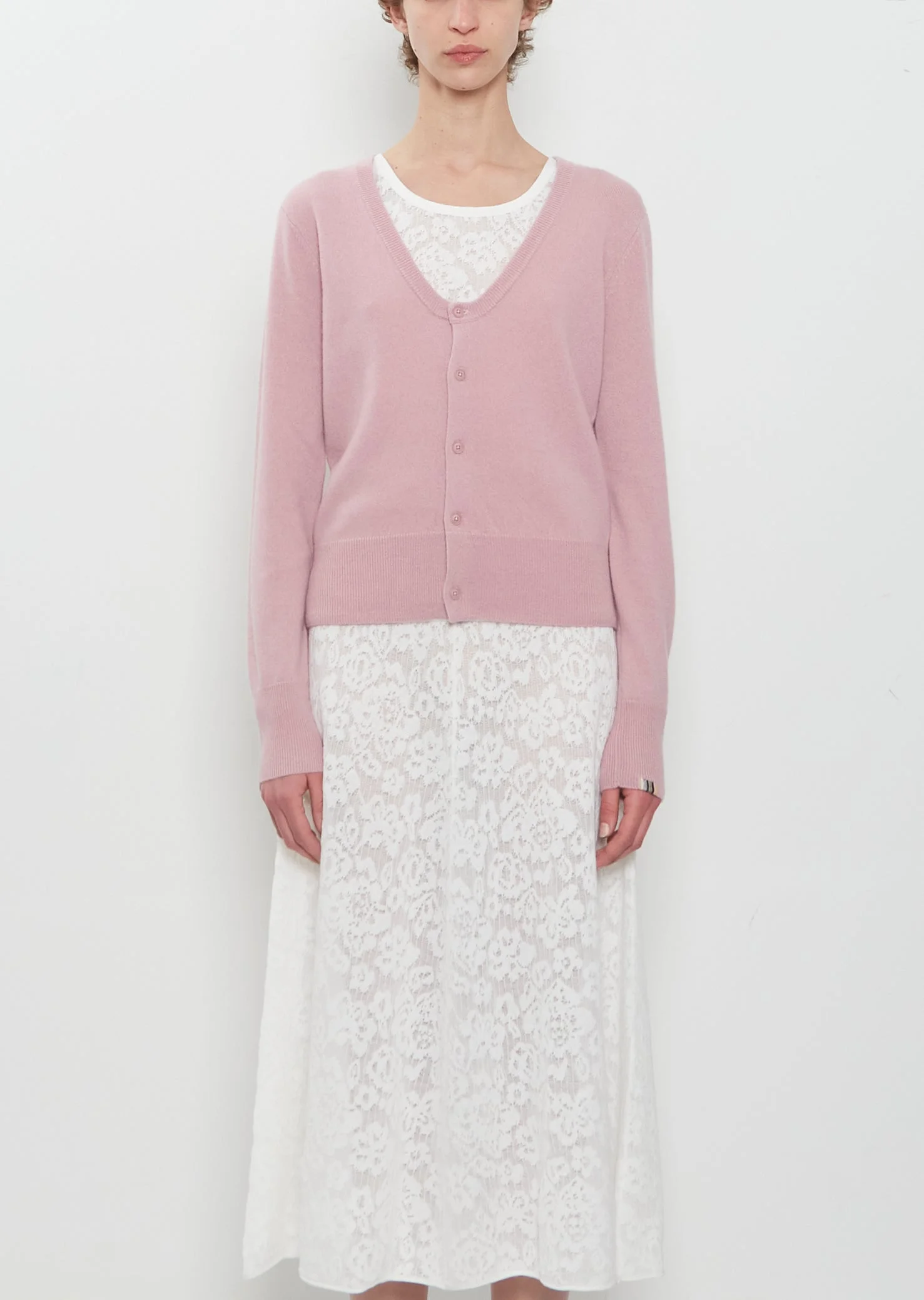 n°511 Dorothea Cashmere Scoop Neck Cardigan — Rosa - 1