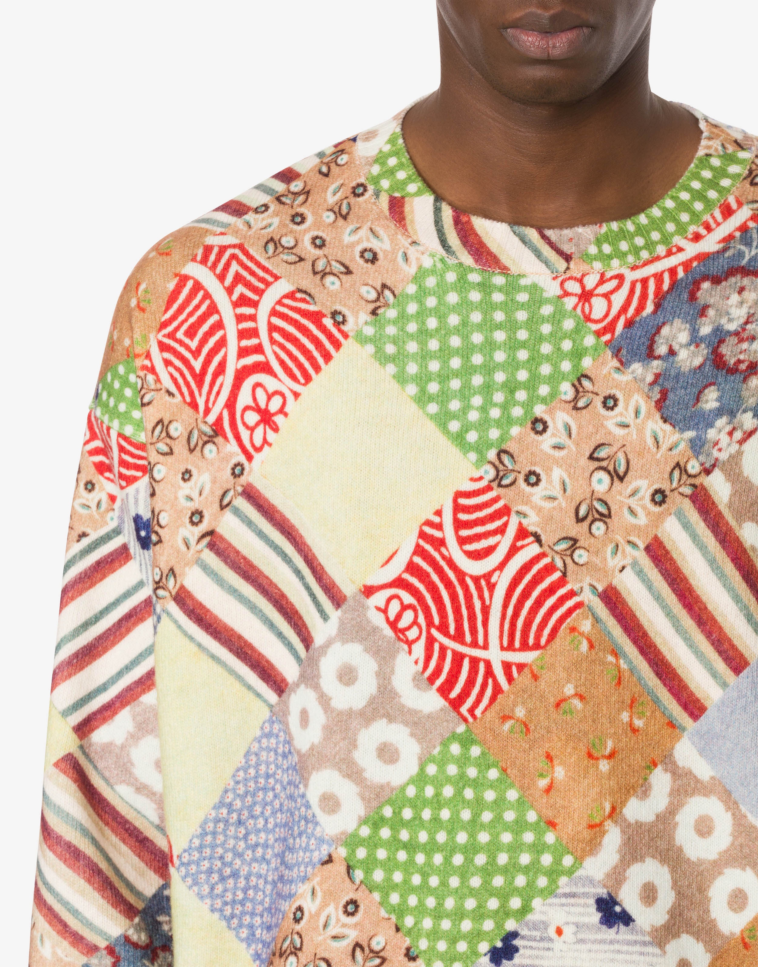 QUILT PRINT LAMBSWOOL JUMPER - 4