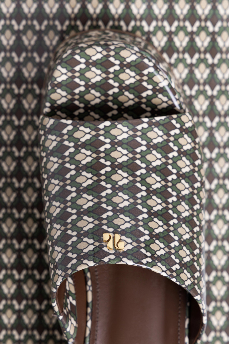 Larroudé Charli Mule In Seaweed Vichy Patent Leather outlook