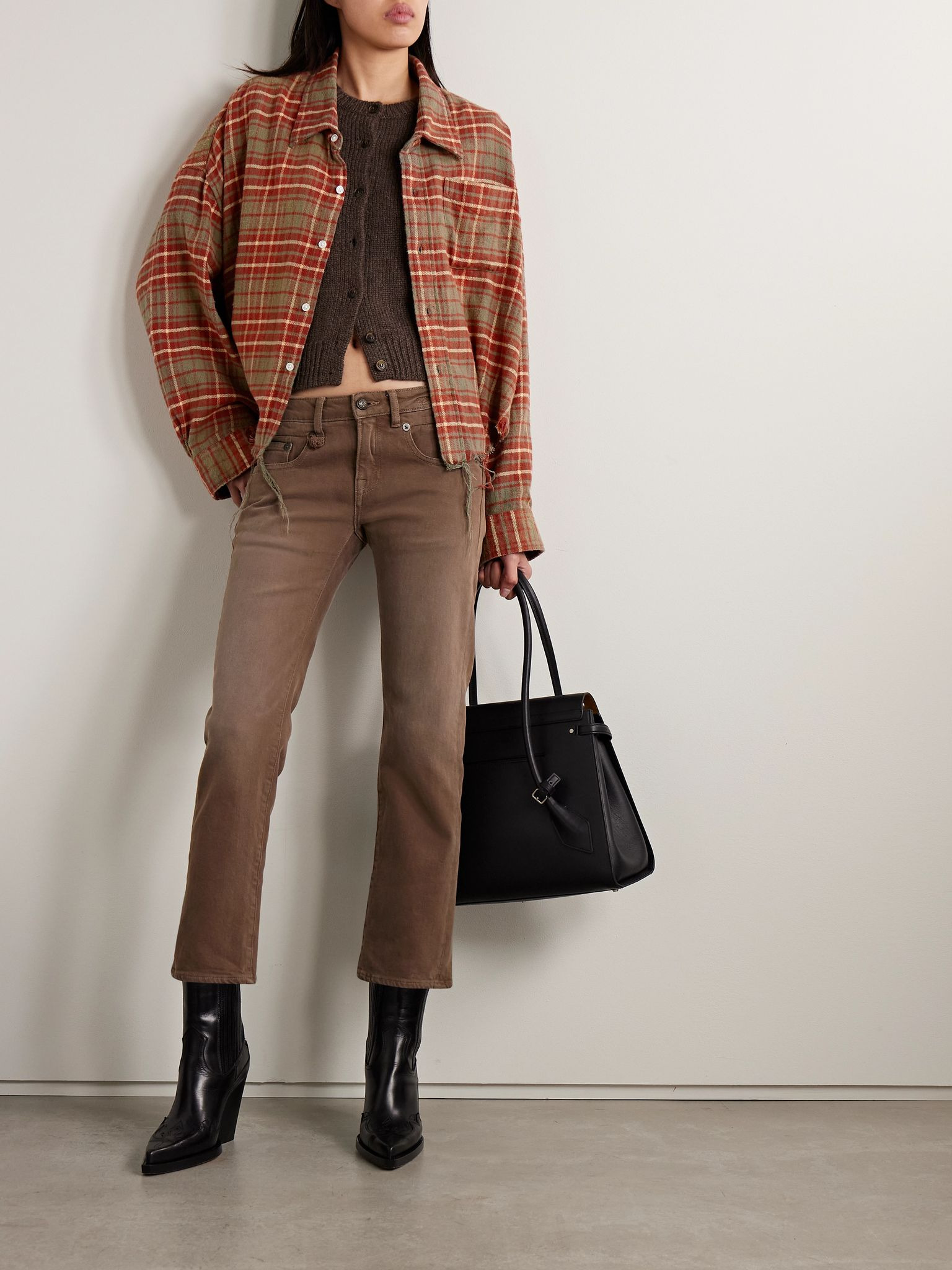 Boy cropped low-rise straight-leg jeans Brown - 2