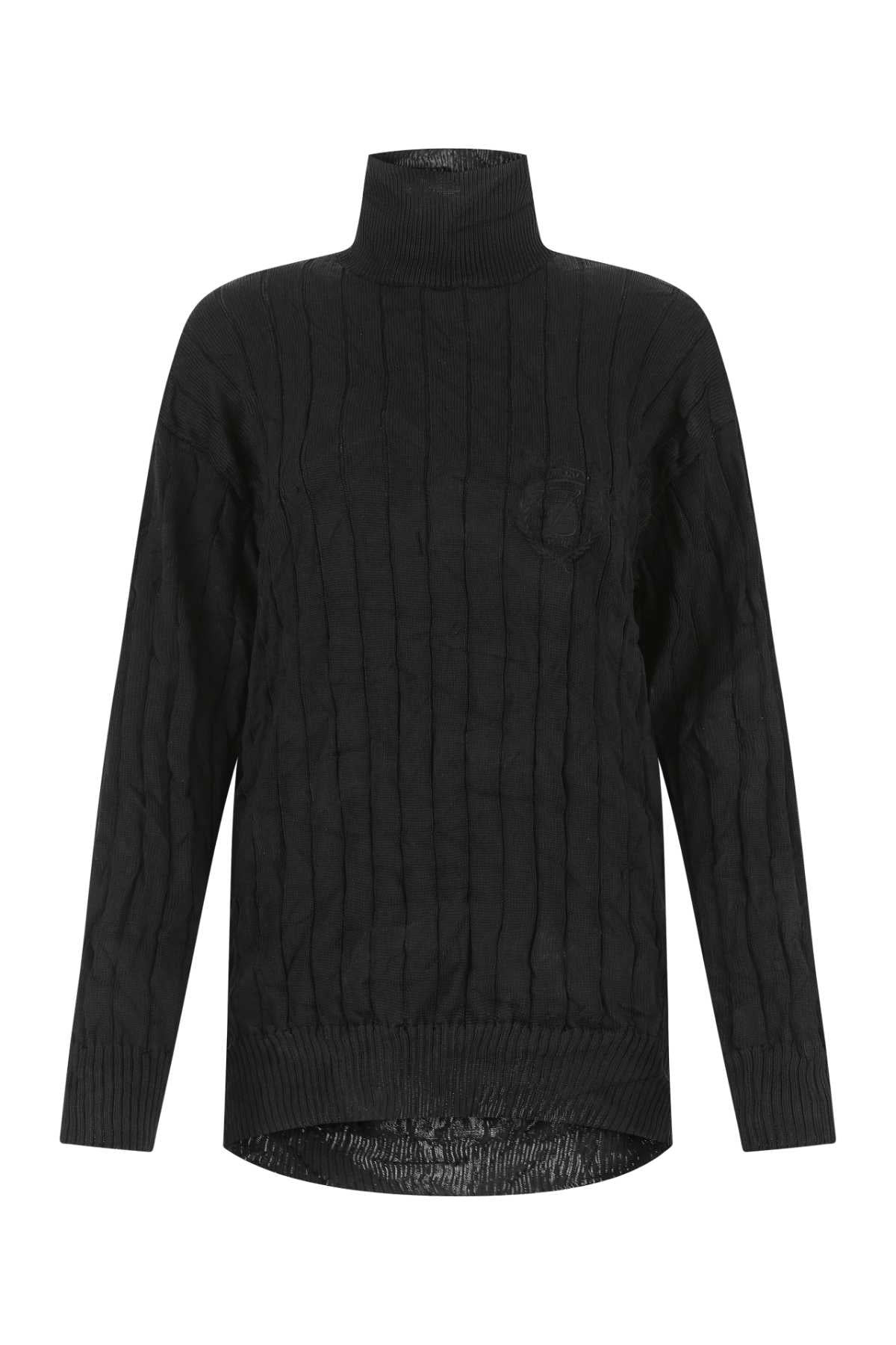 Balenciaga Women Black Silk Blend Oversize Sweater - 1