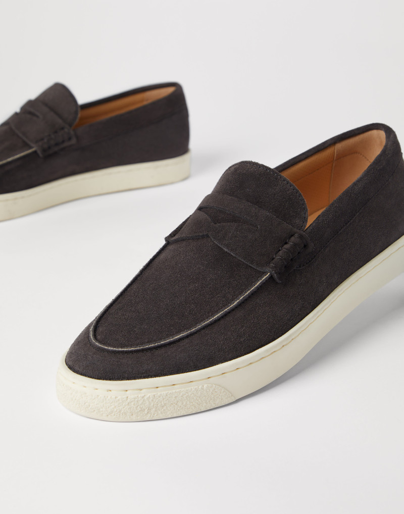 Suede loafer sneakers with natural rubber sole 3