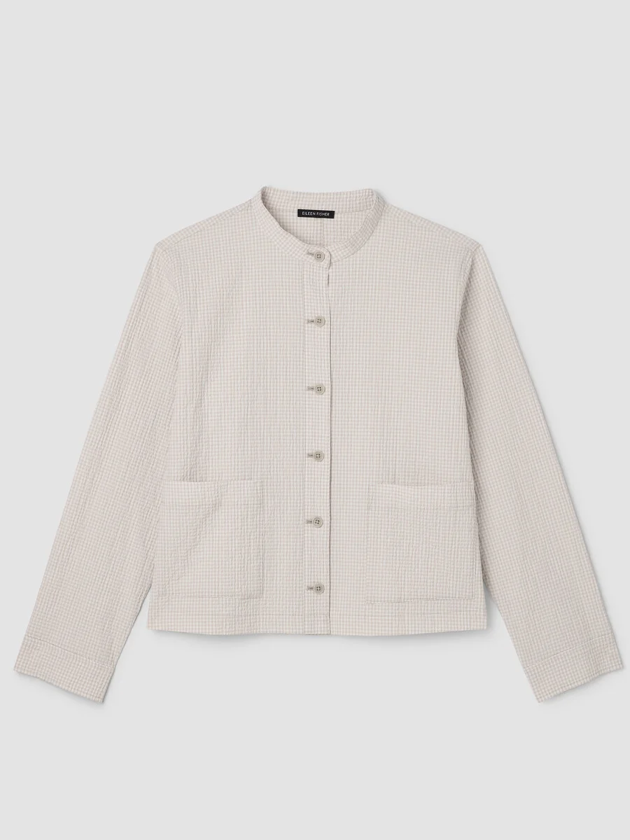 Organic Cotton Pucker Check Shirt Jacket - 1