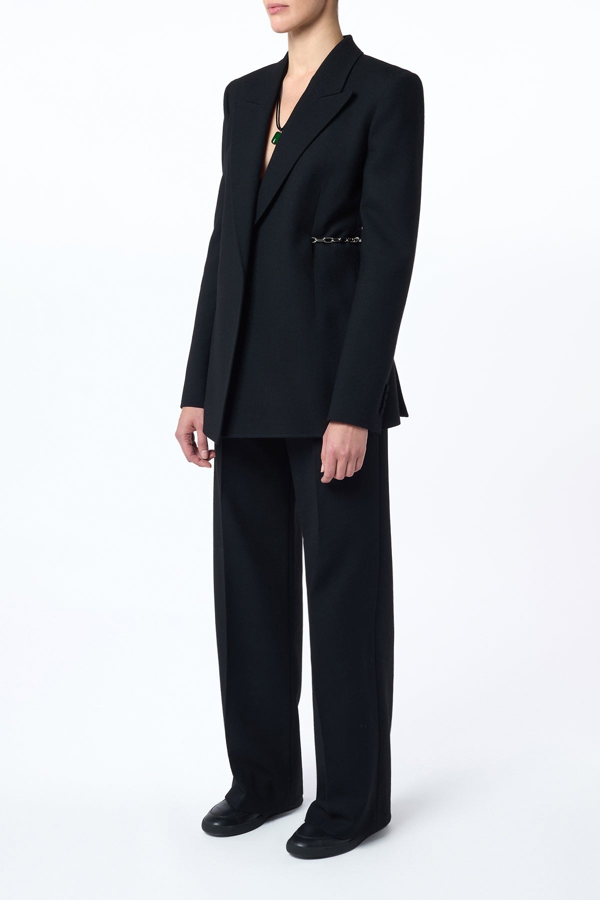 Norman Wide-Leg Pant in Black Recycled Virgin Wool - 4