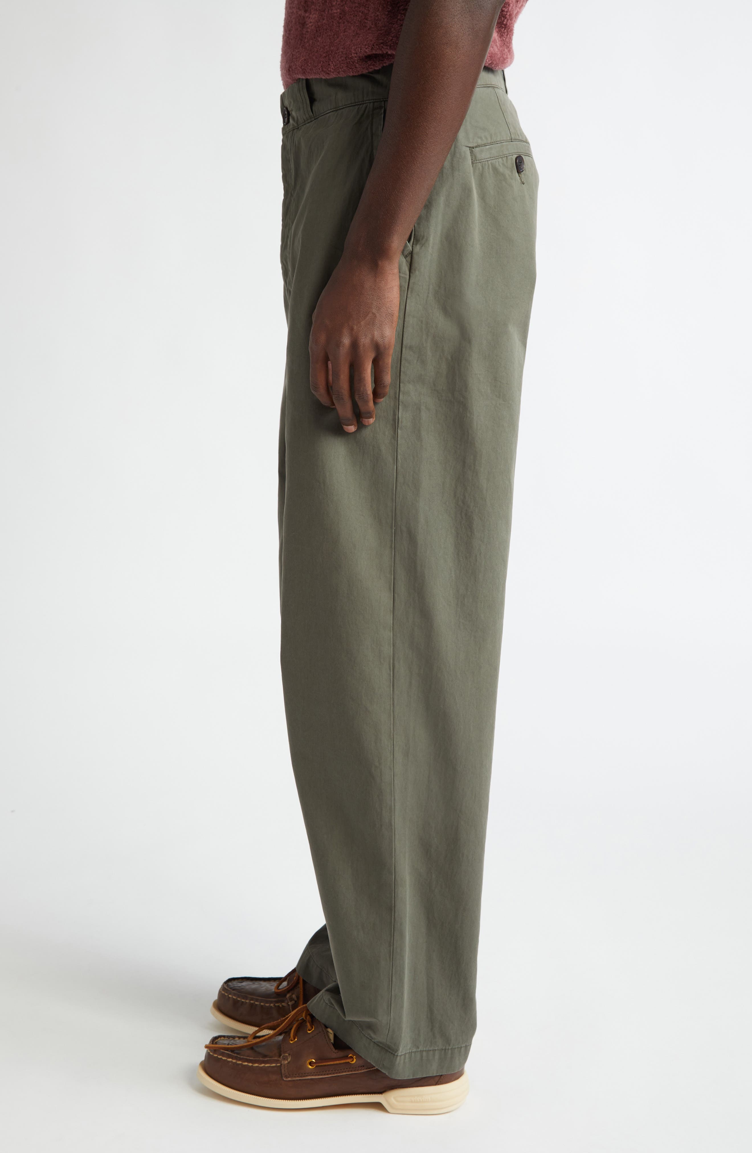 The Elder Statesman Norm Workwear Wide Leg Pants in New Olive at Nordstrom - 3