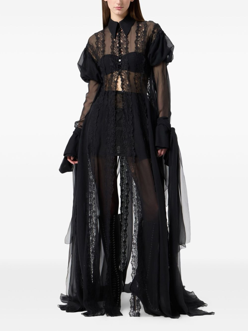 lace-panelled mini skirt - 2