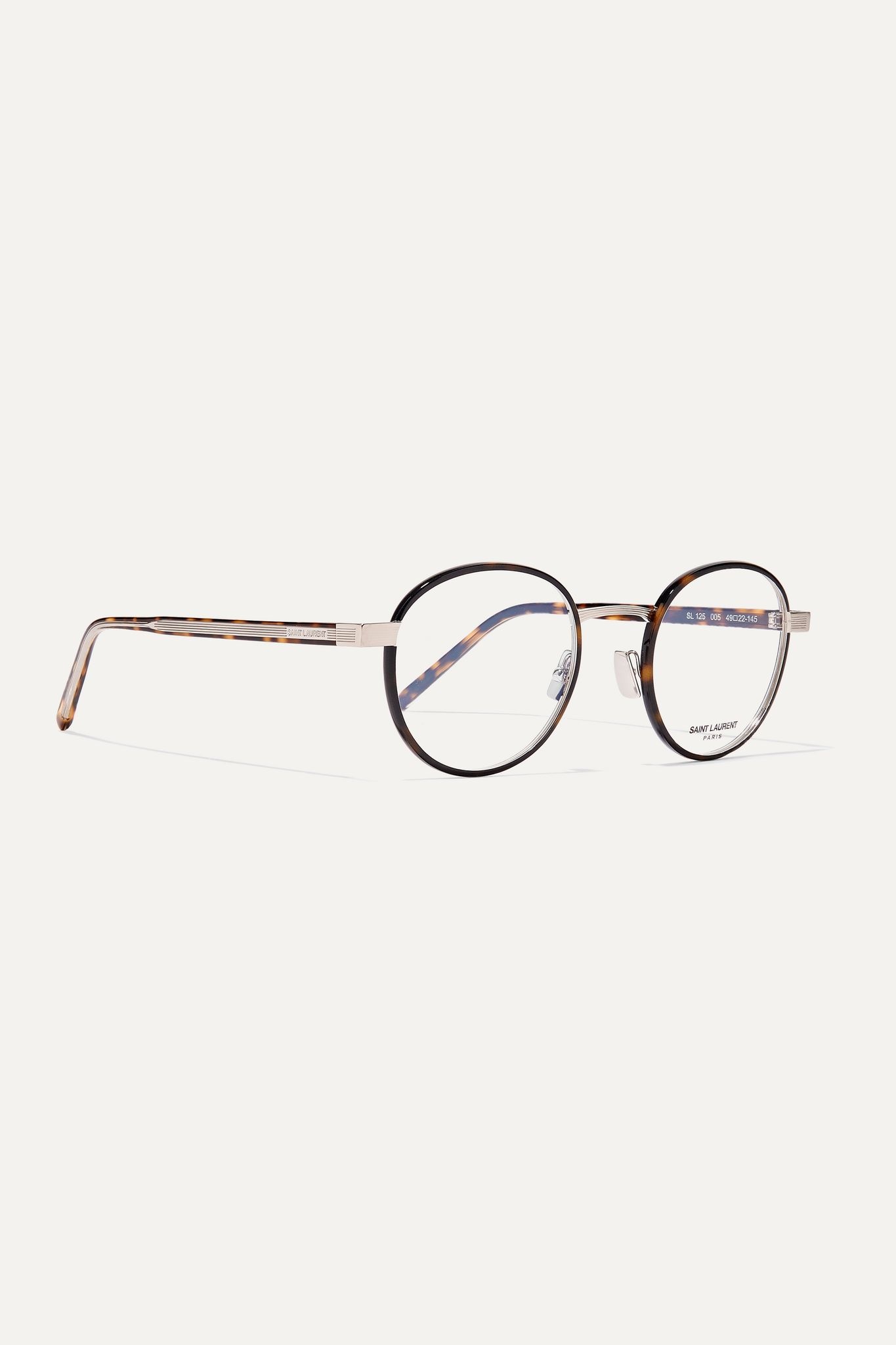 Round-frame tortoiseshell acetate and silver-tone optical glasses - 3