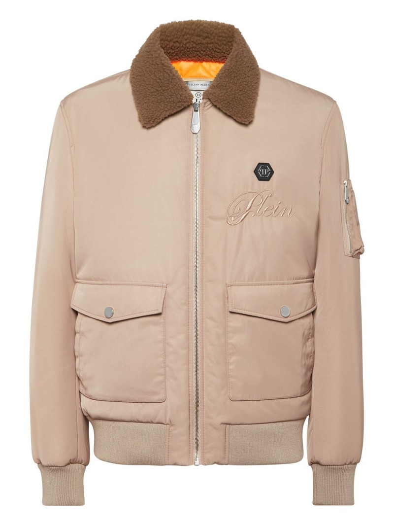 shearling-collar bomber jacket 1