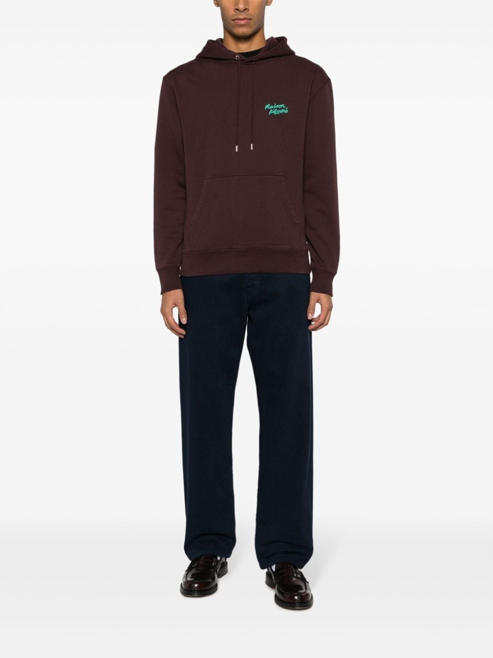 logo-embroidered cotton hoodie - 2