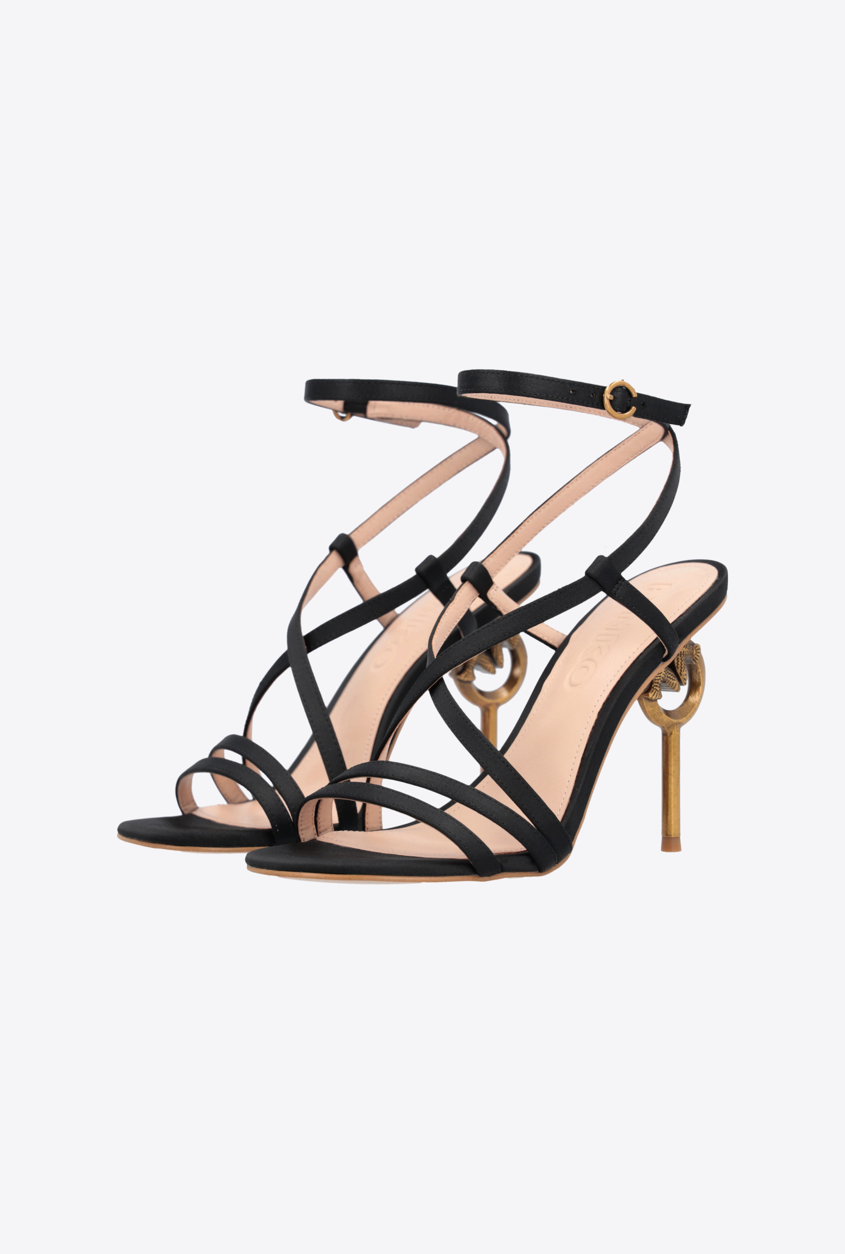 LOVE BIRDS HEELED SATIN SANDALS - 6