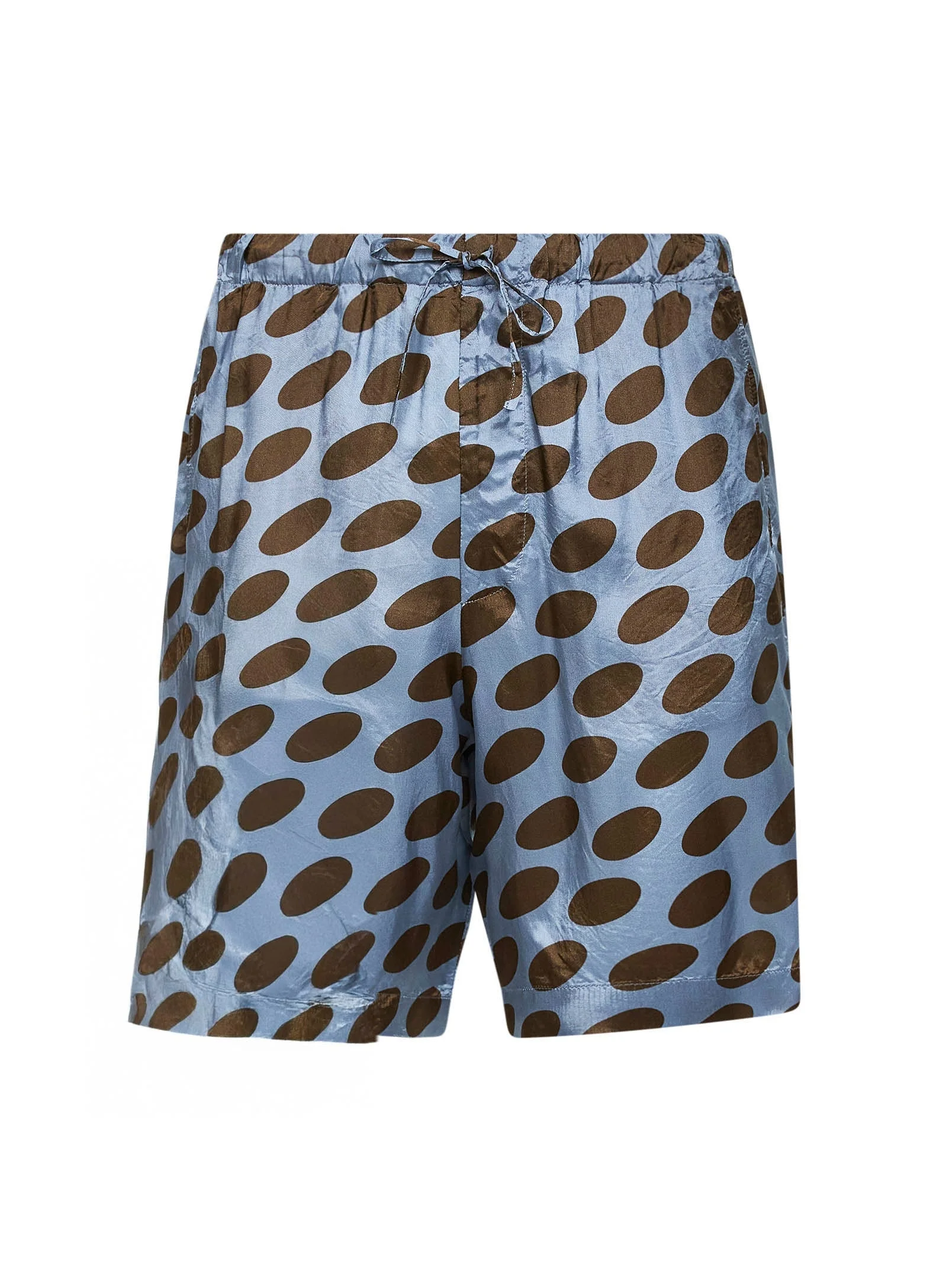 Dries Van Noten Men Steel Cupro Soft Ellipses-Printed Shorts - 1