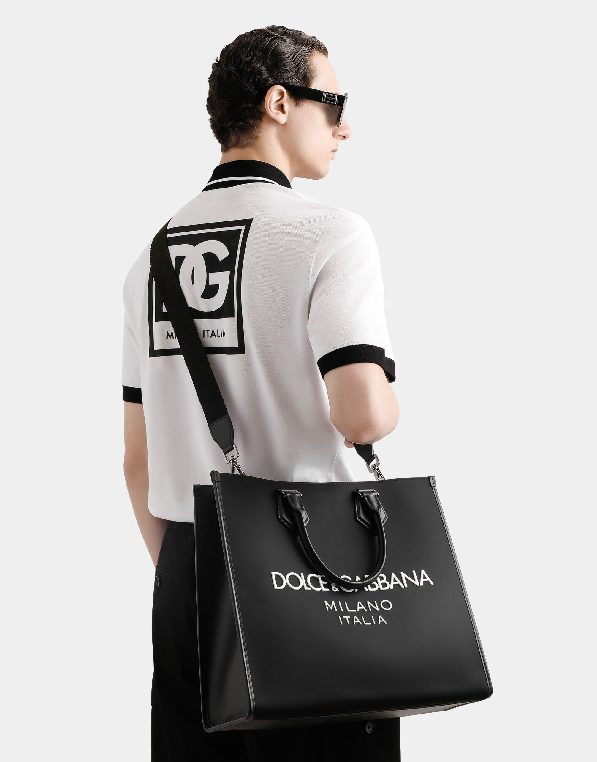 Large nylon shopper with rubberized logo - 7