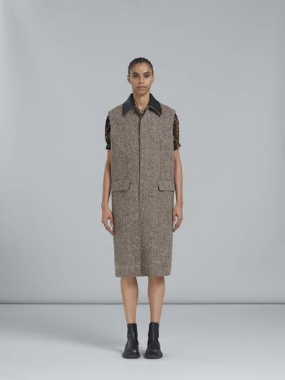 Marni BLACK AND BROWN NAPPA AND TWEED VEST outlook