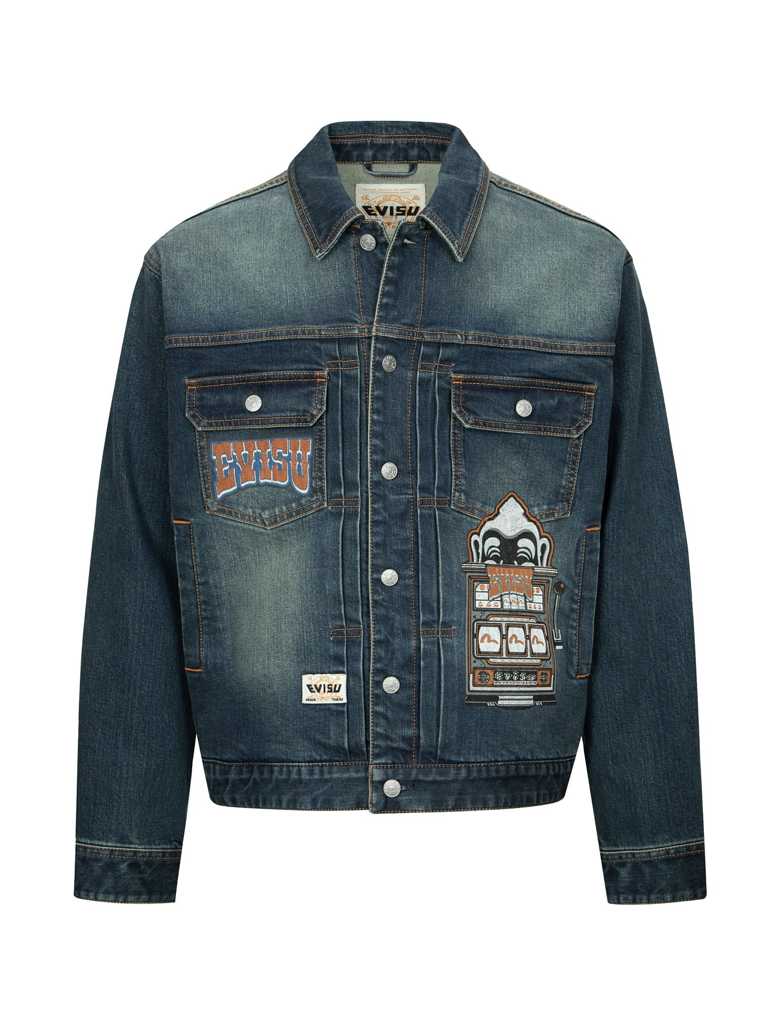 LOGO AND GODHEAD LUCKY SLOT MACHINE EMBROIDERIESRELAX FIT DENIM JACKET - 14