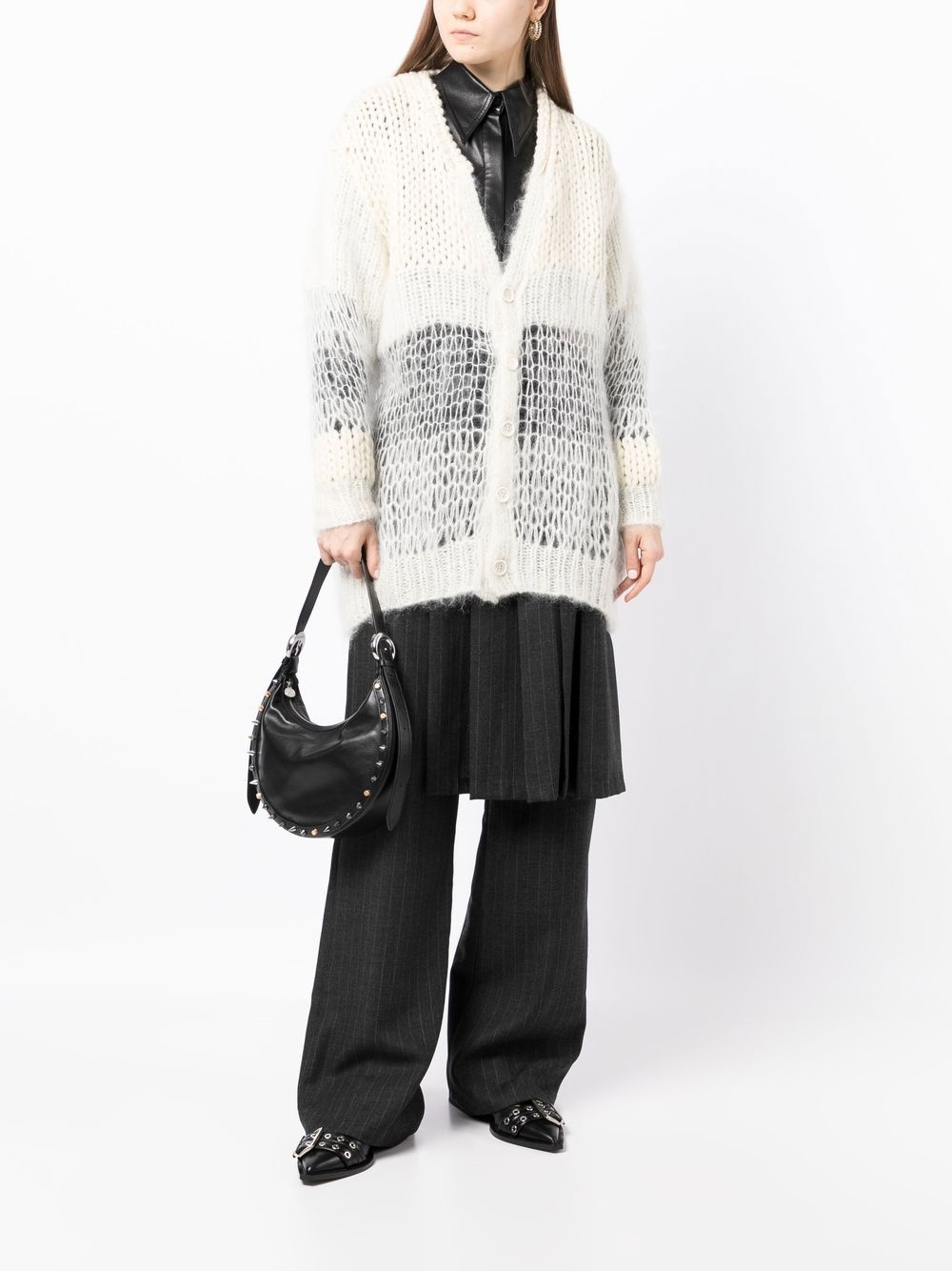 contrasting chunky knit cardigan - 2