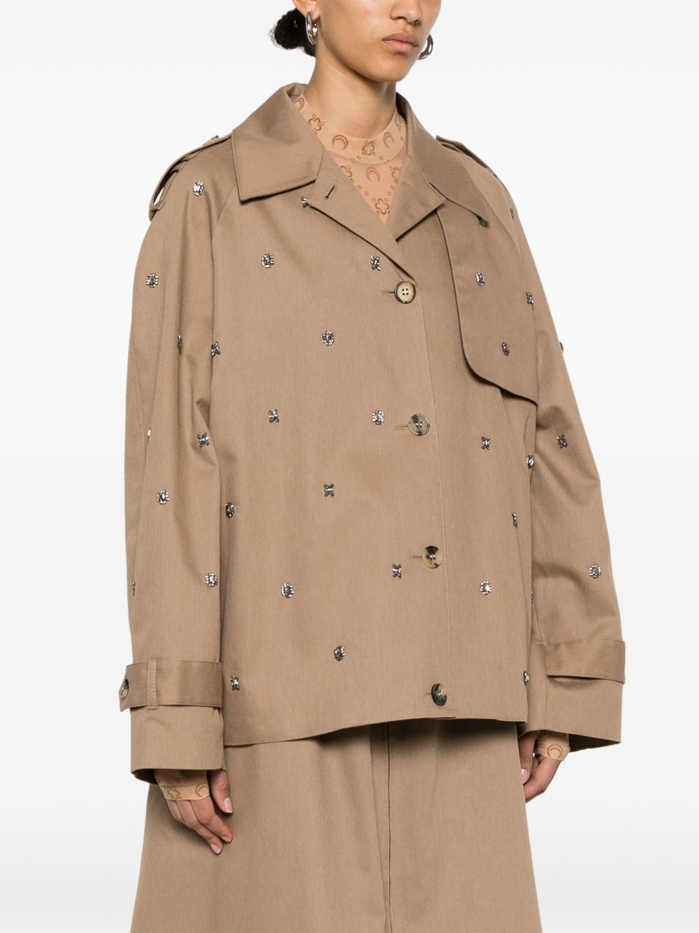 sequin-embellished cropped trench coat - 3