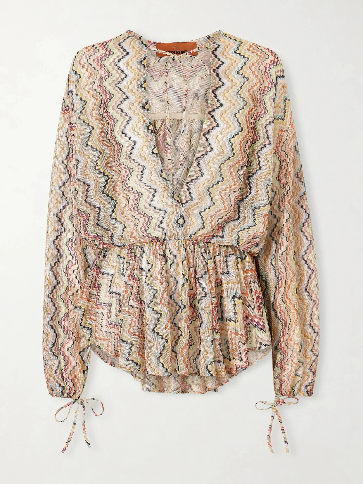 Mare Gathered Striped Crochet-knit Coverup - 1
