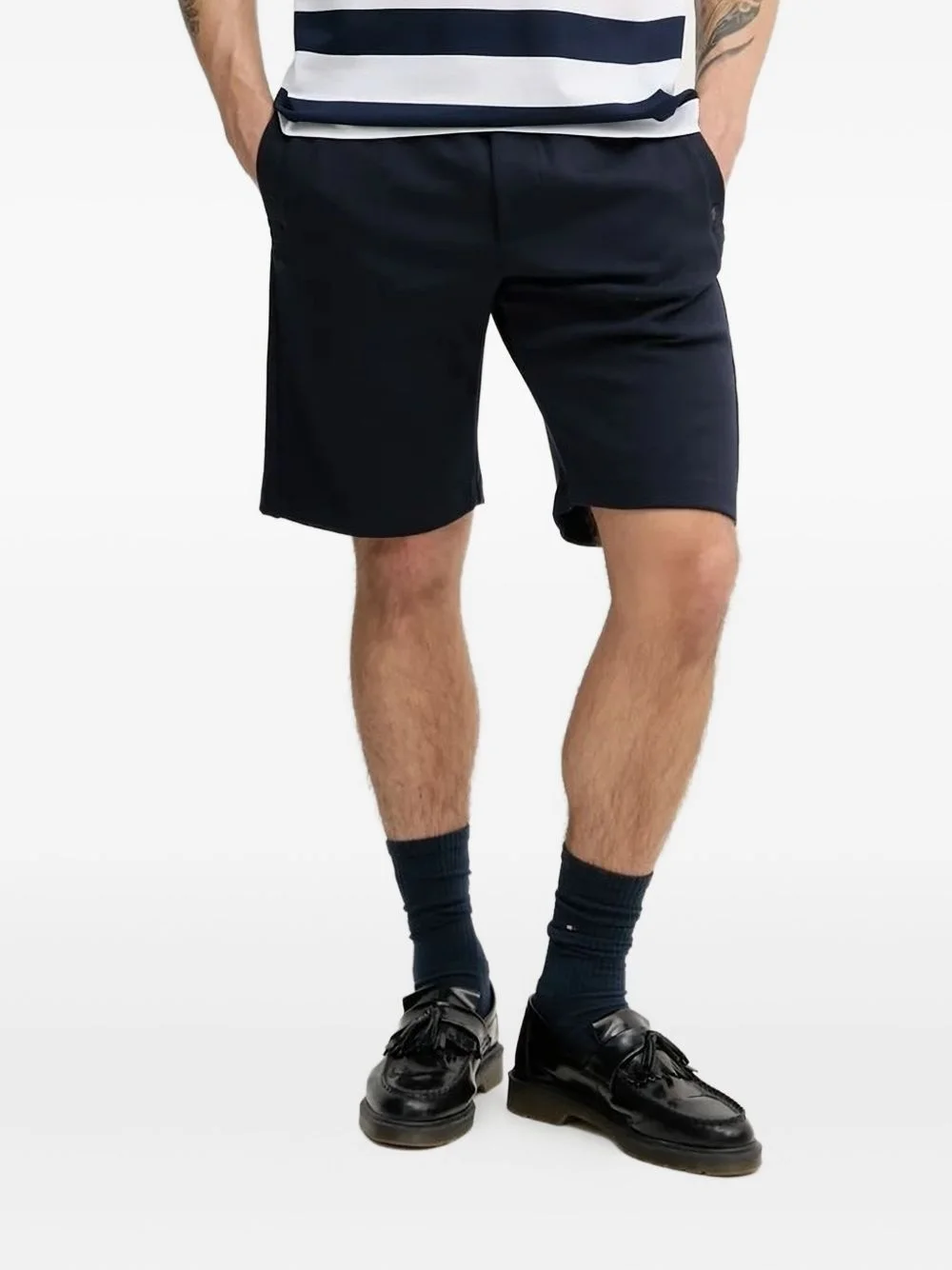 logo-detail ribbed shorts - 1