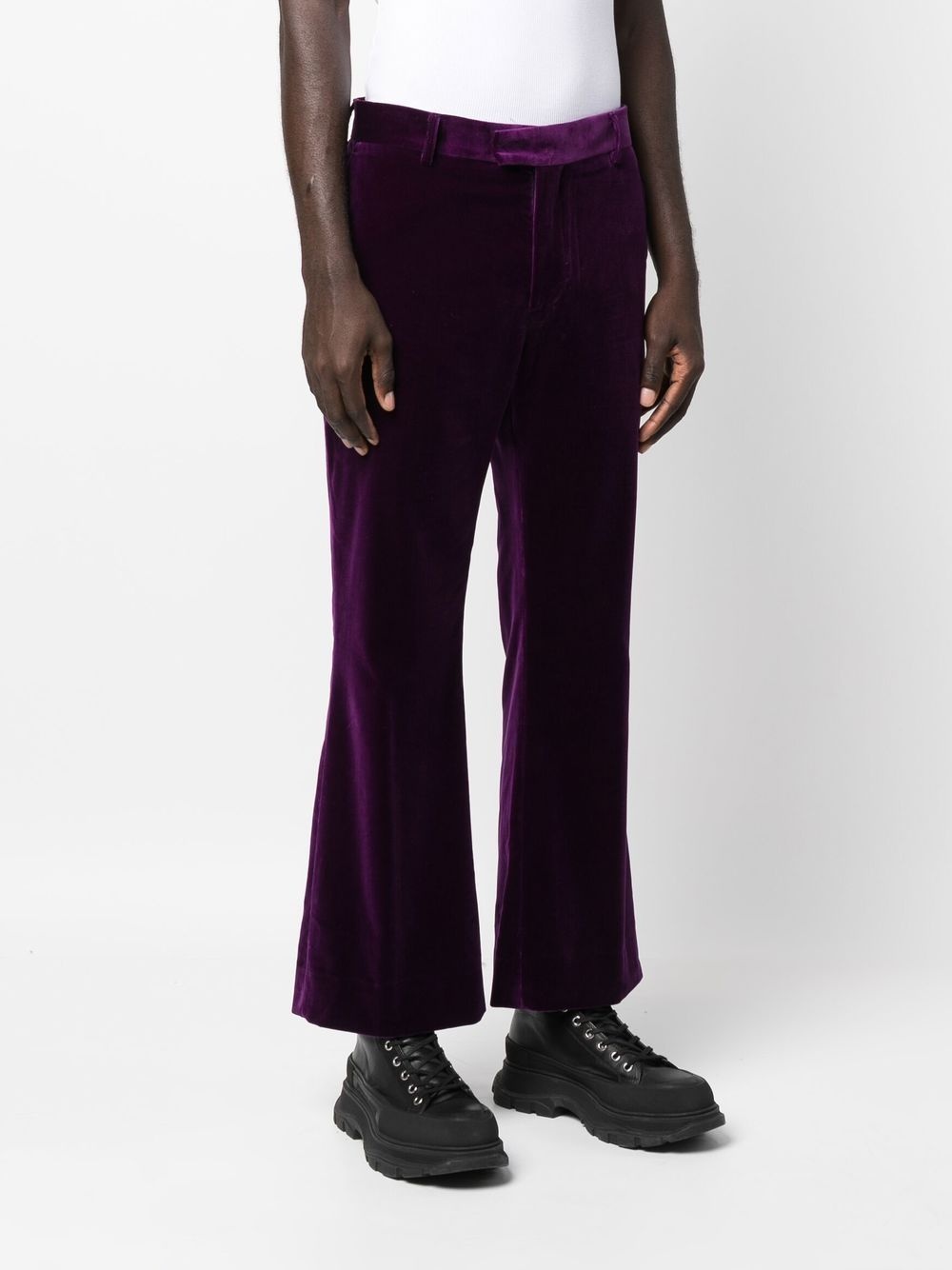 tailored kick-flare velvet trousers - 3