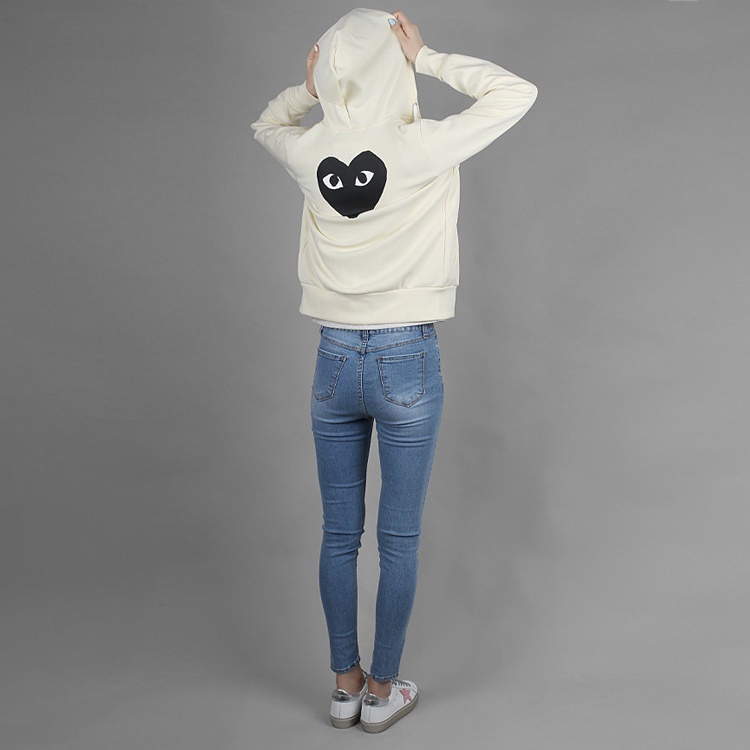 (WMNS) COMME des GARCONS PLAY Zip Hoodie Big Black Heart 'Beige' AZ-T253-051-3 - 5
