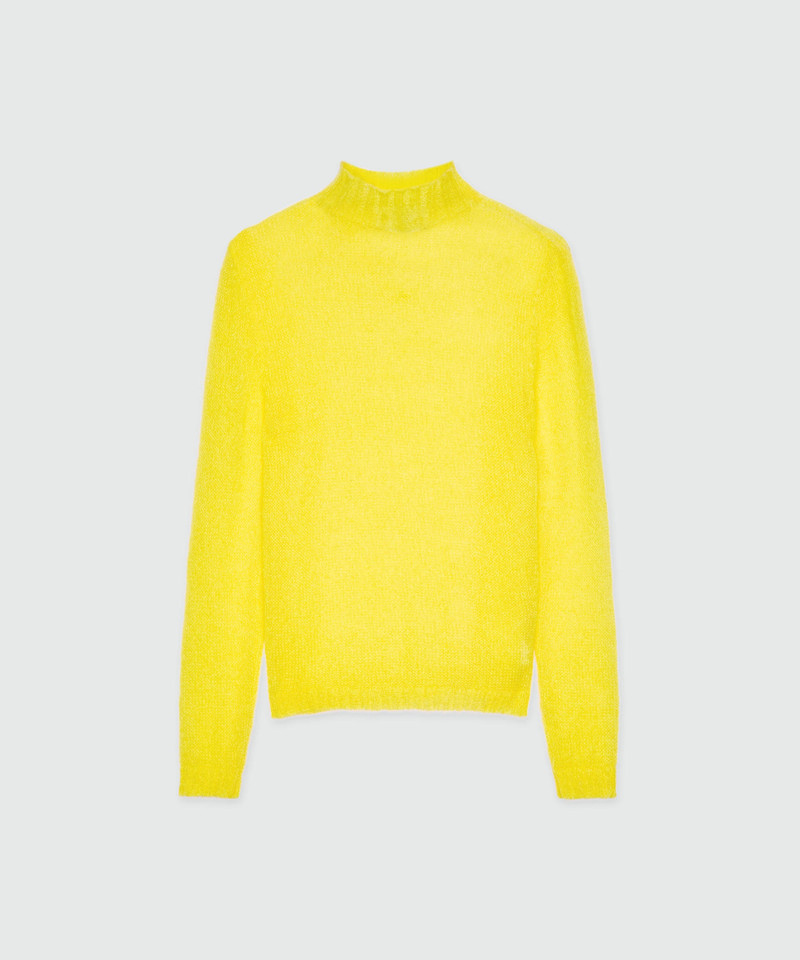 Yellow turtleneck sweater in superlight mohair 1